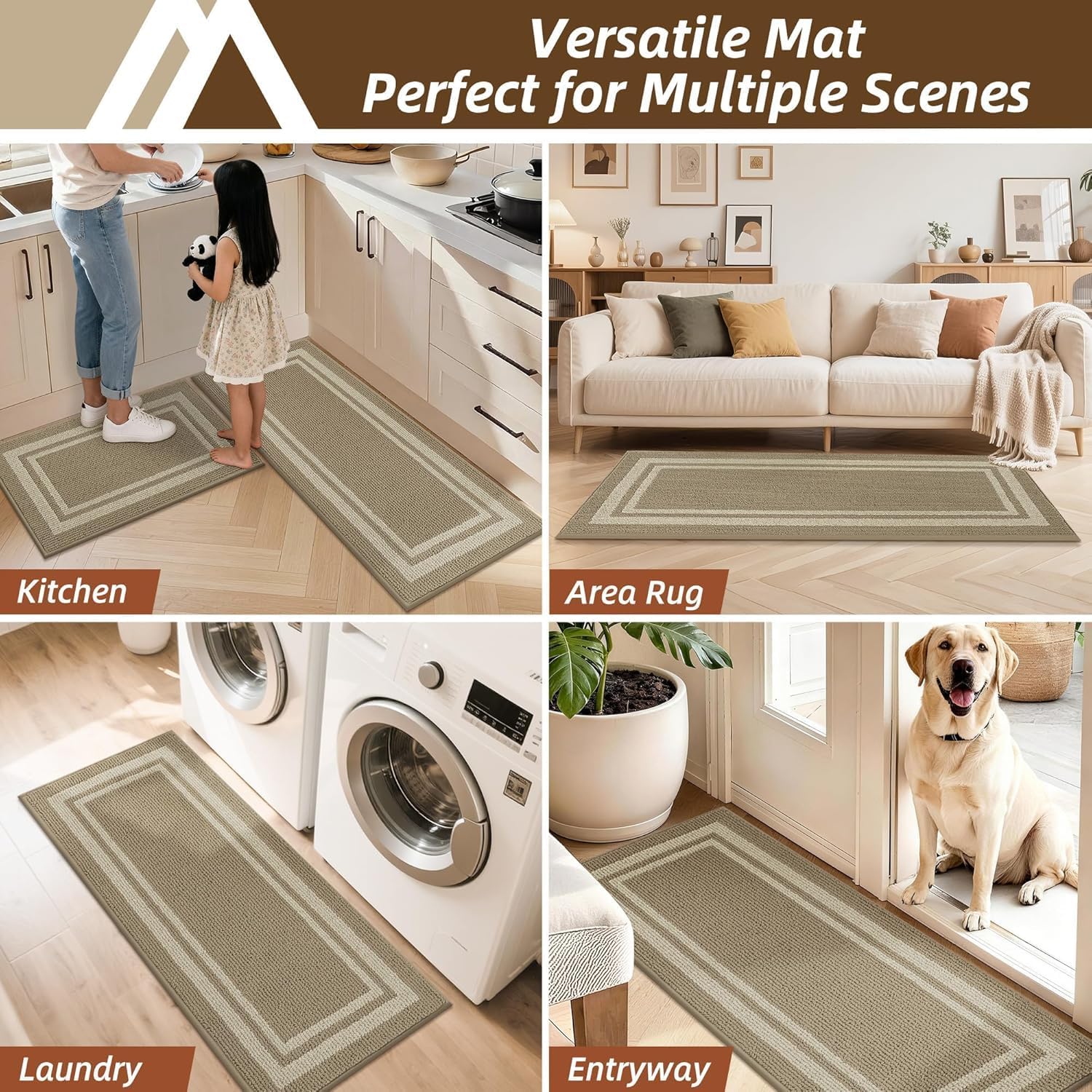 COSY HOMEER 48x20Inch/30X20Inch Kitchen Rug Mats,Grey