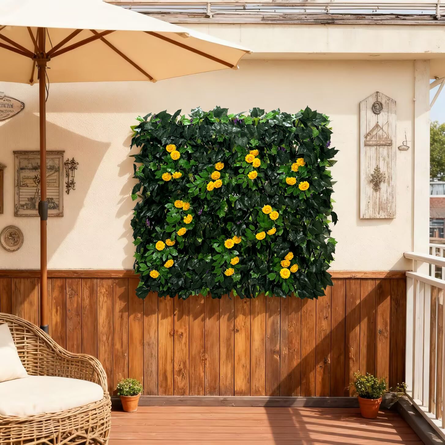 Expandable Fence Privacy Screen for Balcony Patio Outdoor,Decorative Faux Ivy Fencing Panel,Artificial Hedges (Single Sided Leaves)……