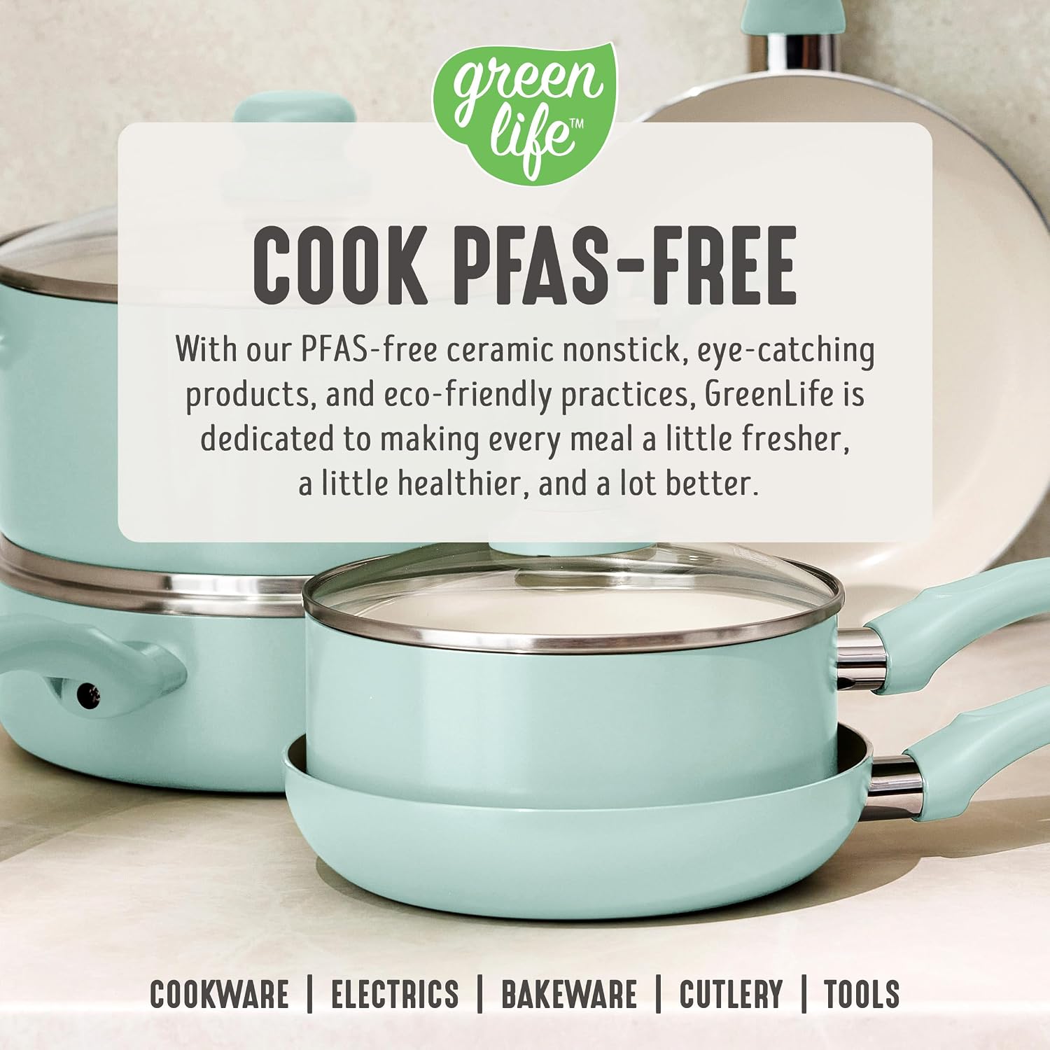 GreenLife 2 Piece (7” & 10”) Ceramic Nonstick Frying Pan Set, Turquoise | PFAS-Free Nonstick Coating, Family Skillet Set, Egg Pan, Omelet Pan, Stay-Cool Handles, Dishwasher & Oven Safe up to 350F