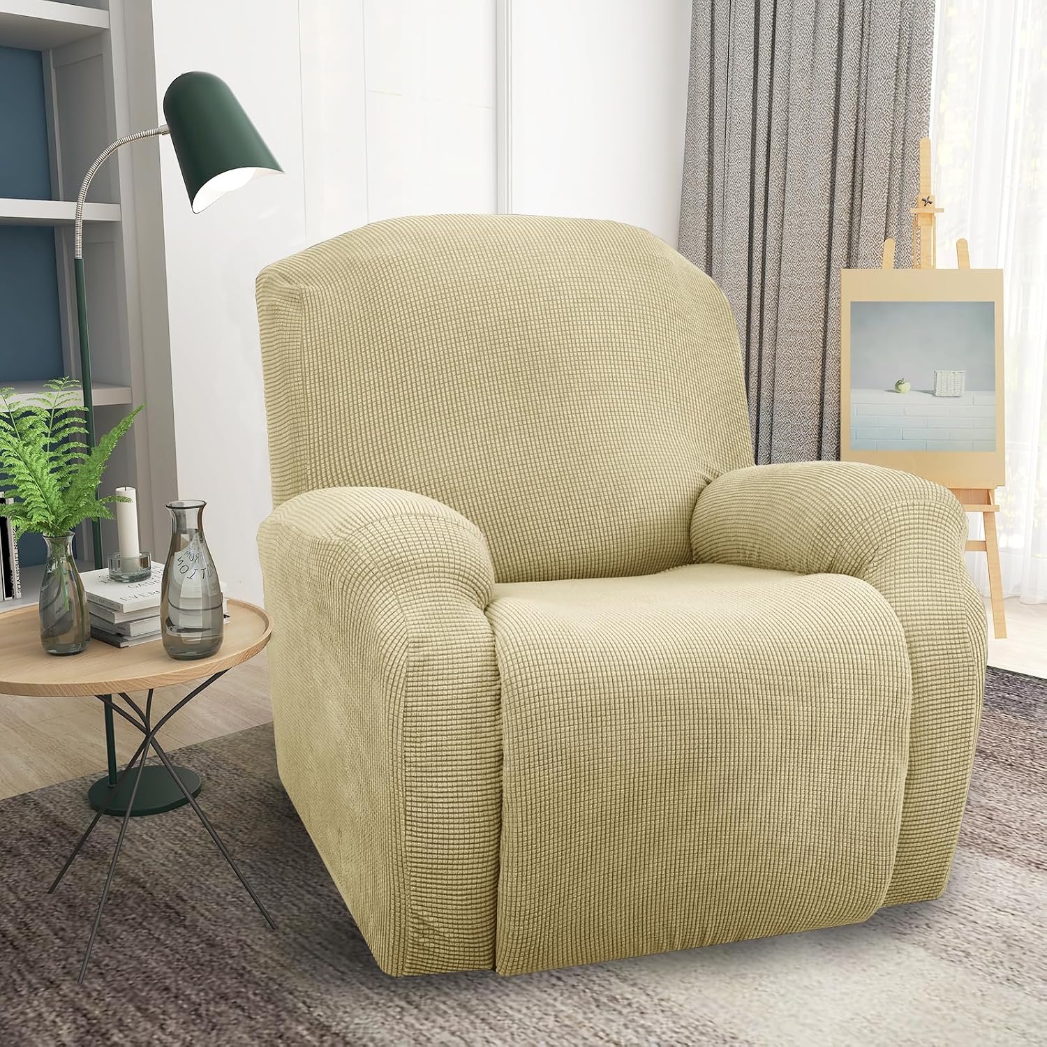 JIVINER Super Stretch Recliner Chair Covers 4 Pieces Sofa Slipcover for Reclining Chair Spandex Soft Recliner Slipcover with Pockets Recliner