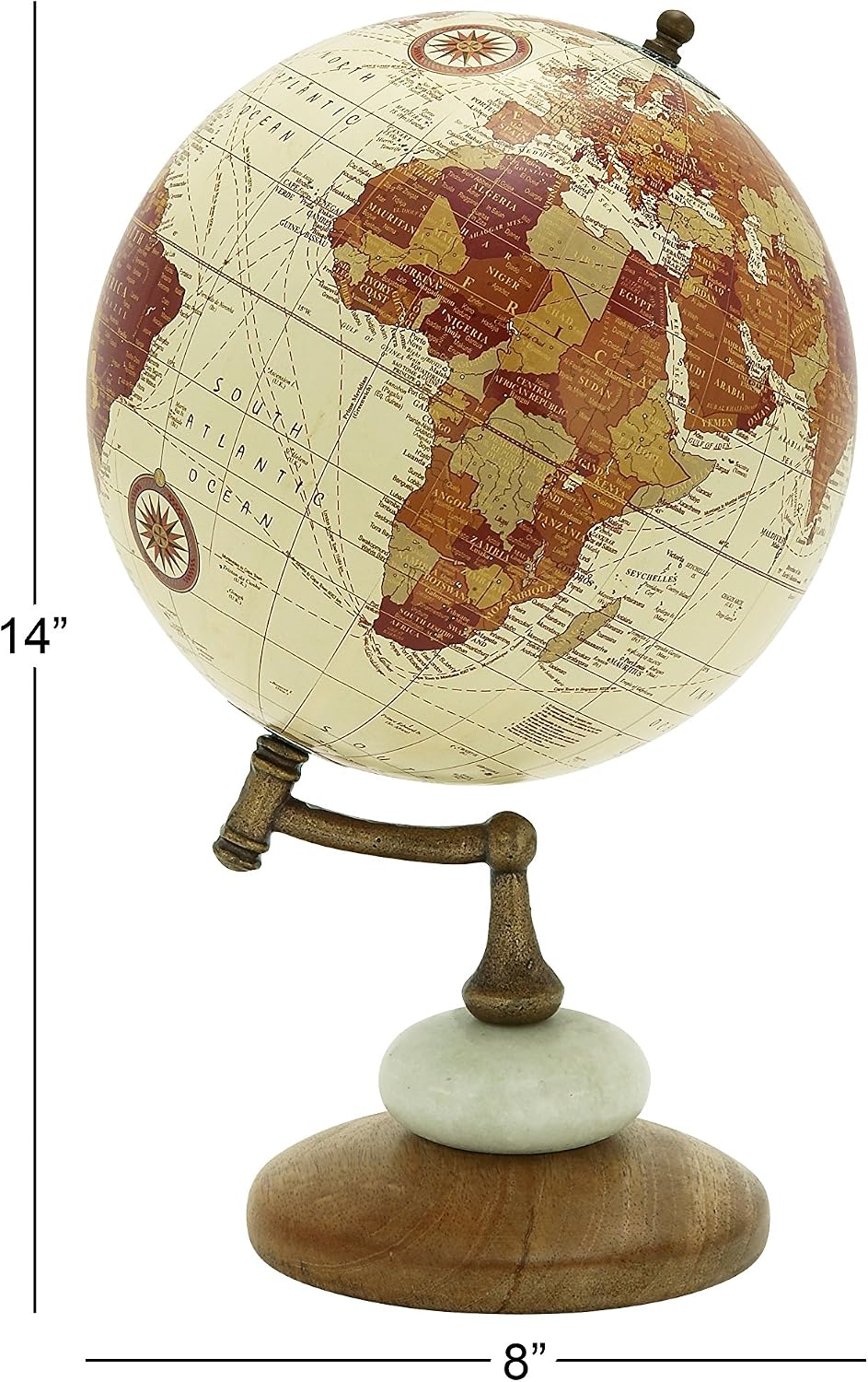 Deco 79 Contemporary Mango Wood Globe Globe, 8" x 8" x 14", Cream