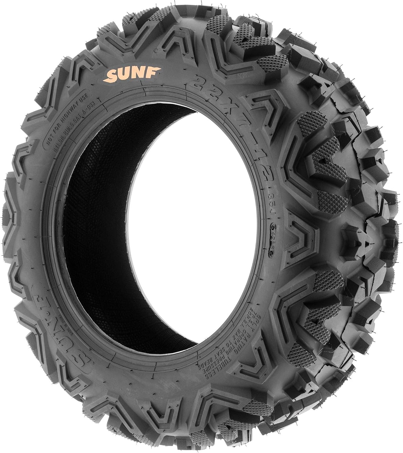 SunF ATV Tires 25x10-12 UTV Tire 25x10x12 All Terrain Off-Road Mud Tires, 6 Ply Tubeless