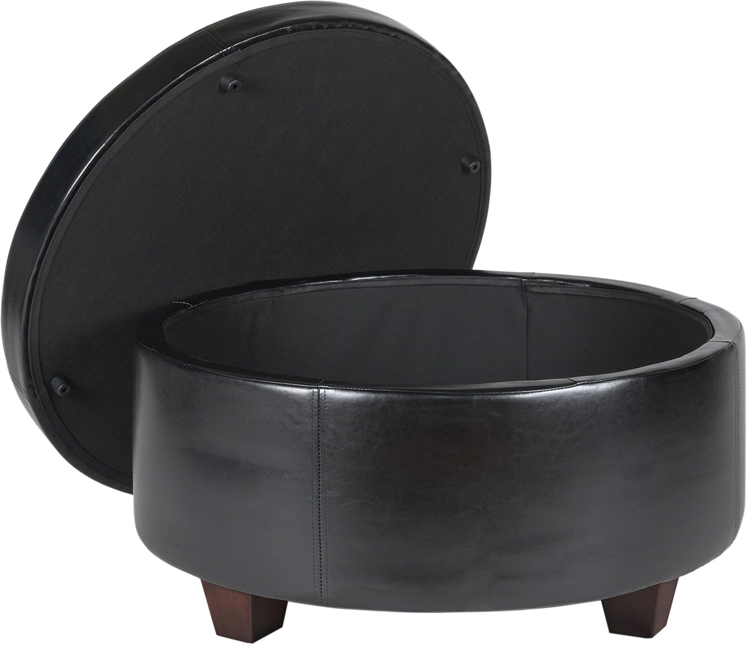 HomePop 24" Large Leatherette Storage Ottoman - Distressed Brown Faux Leather