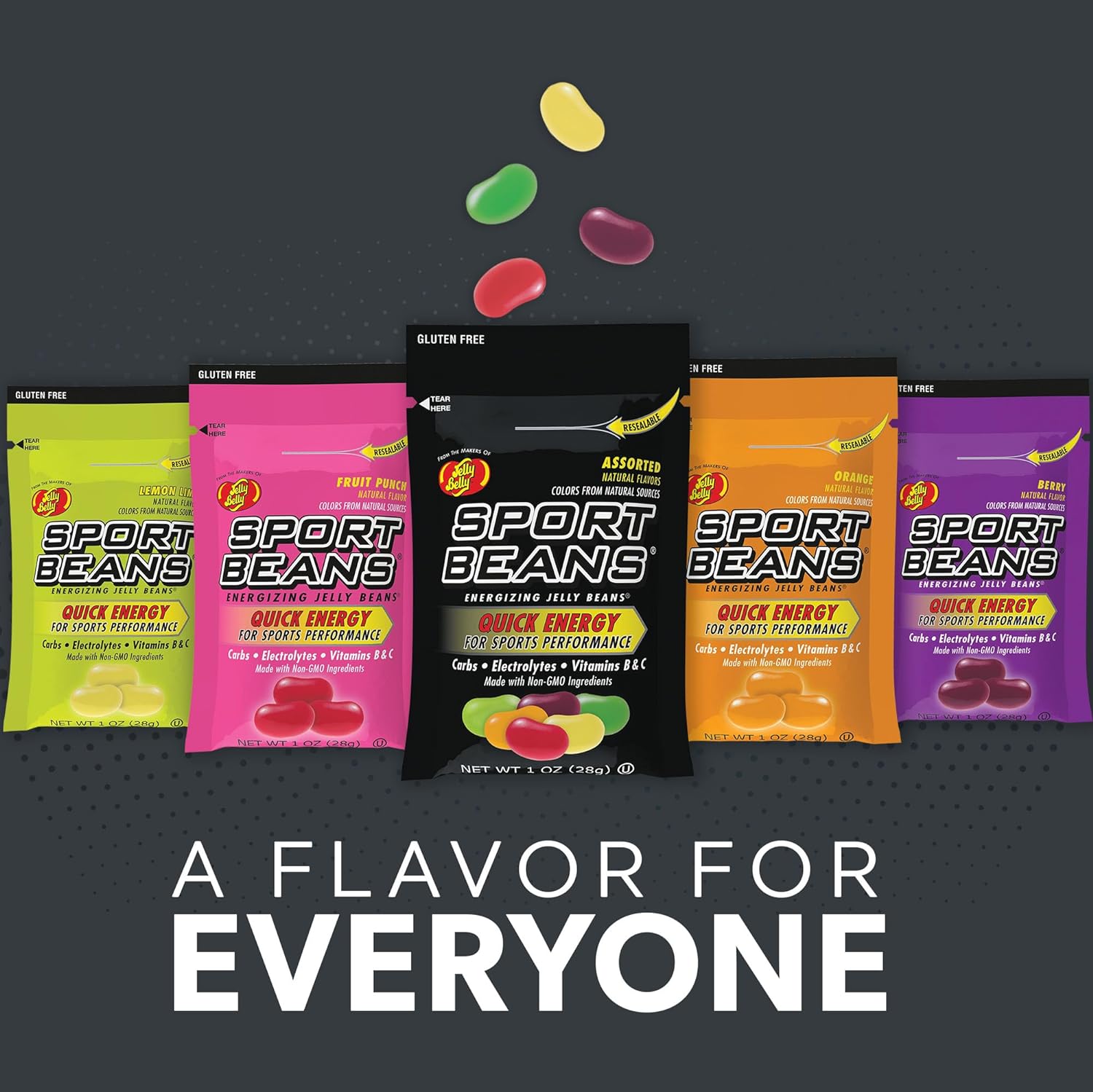 Jelly Belly Sport Beans - Energizing Jelly Beans - Assorted Flavors, 24 x 1 Ounce Bags | sports-nutrition-endurance-and-energy-chews