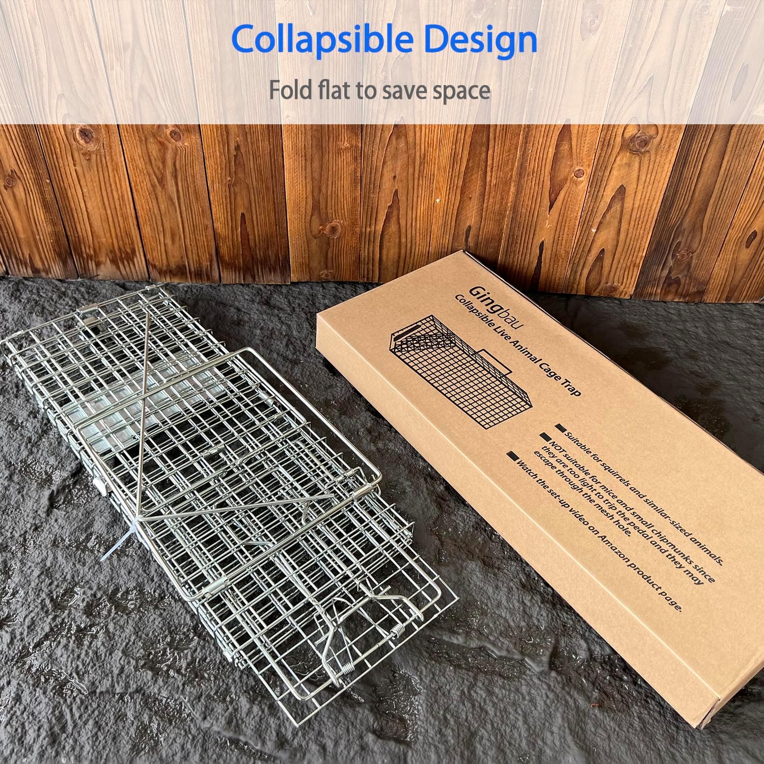 Gingbau Squirrel Trap Foldable Heavy Duty Humane Live Animal Cage Trap (Not for Mouse)