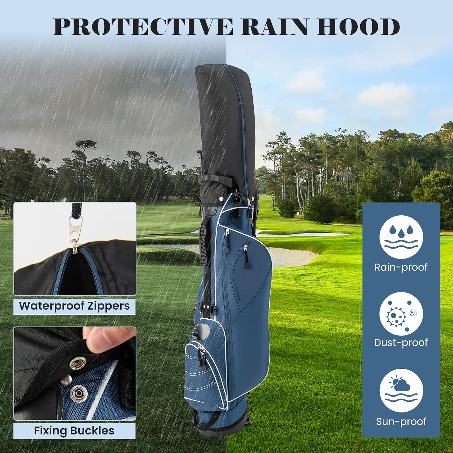 Tangkula Golf Stand Bag, Lightweight Organized Golf Bag, Easy Carry Shoulder Bag with 4 Way Dividers and 4 Pockets for Extra Storage