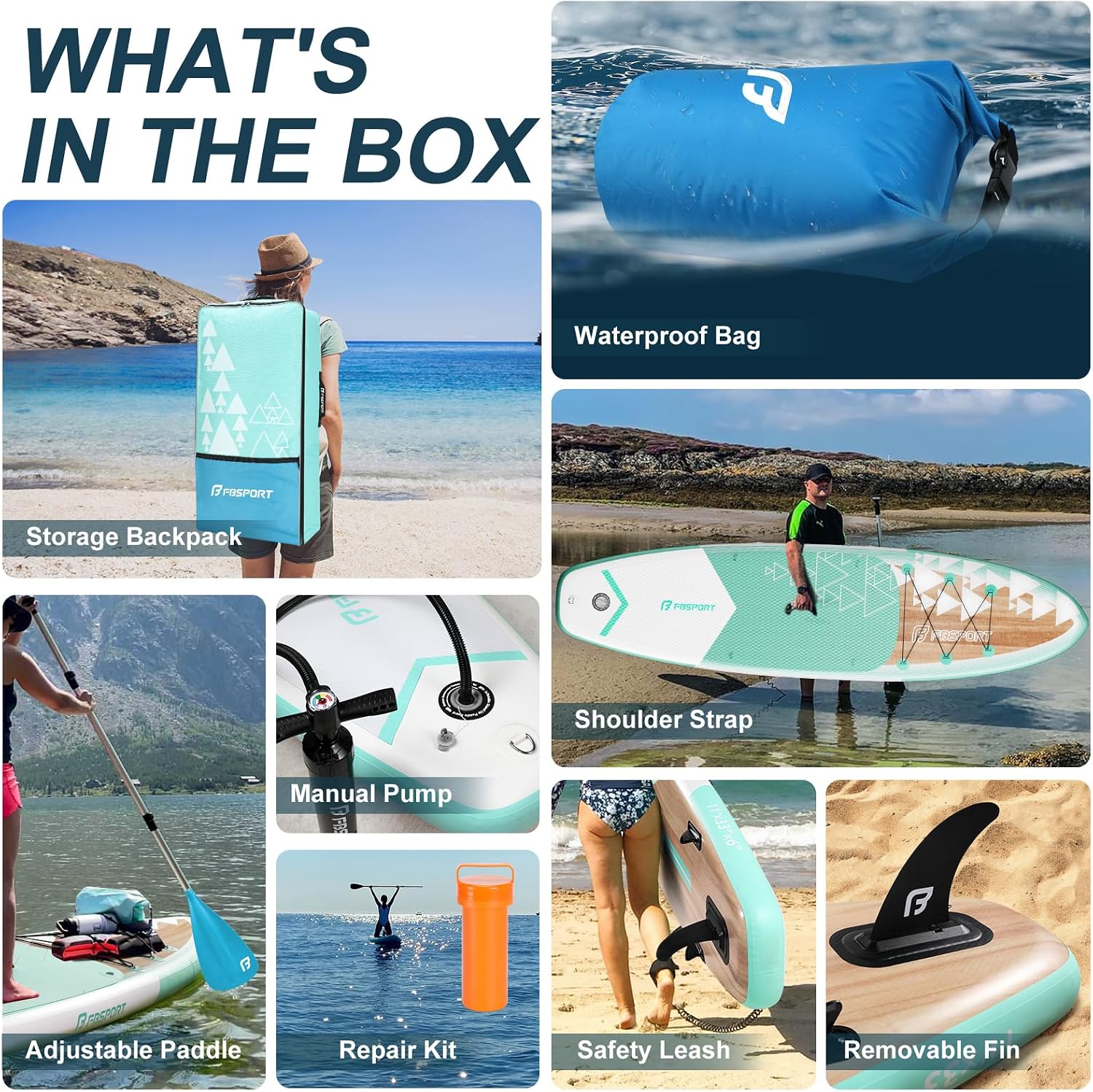 FBSPORT 11' Premium Stand Up Paddle Board, Yoga Board with SUP Accessories & Carry Bag | Wide Stance, Surf Control, Non-Slip Deck, Leash