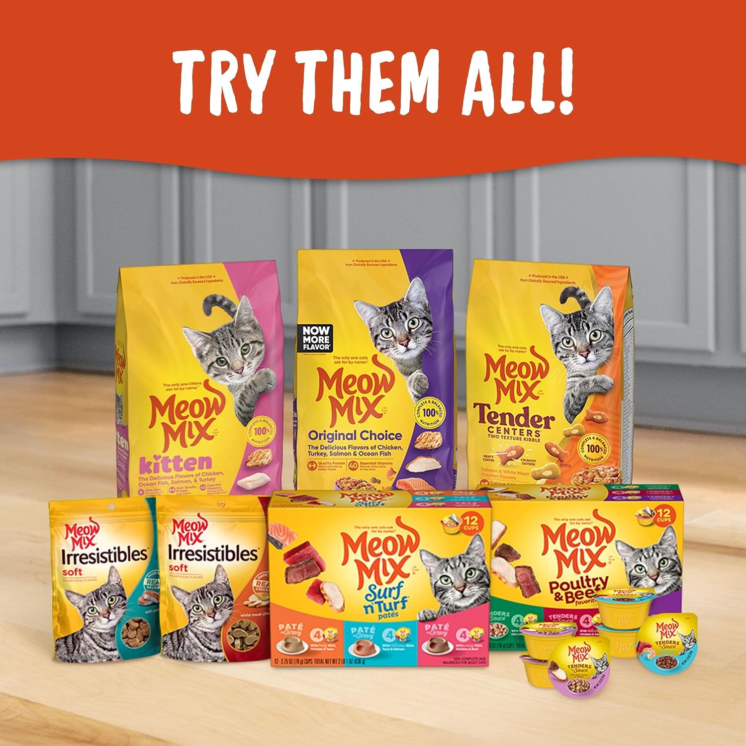 Meow Mix Seafood Favorites, Wet Food Variety Pack, 12 Cups