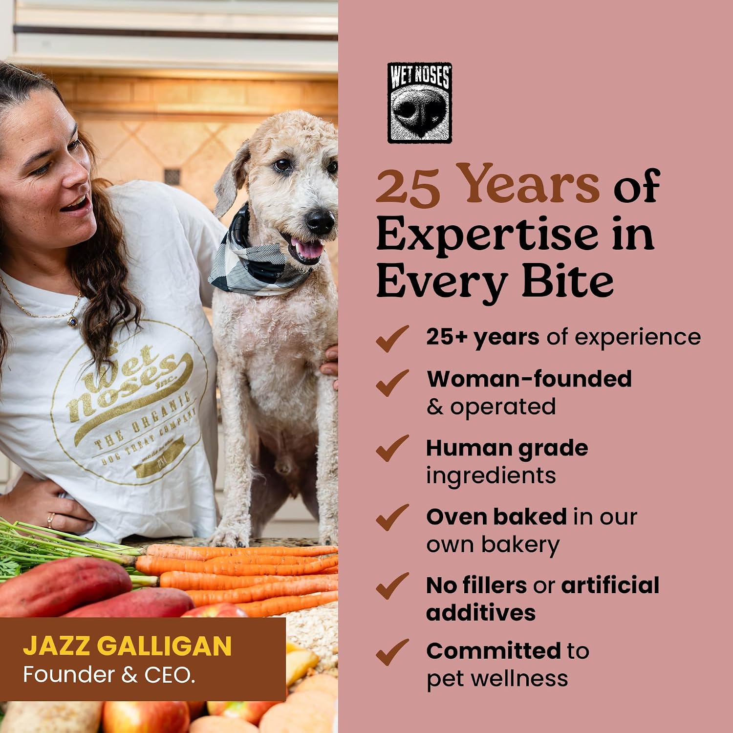 Wet Noses Organic Crunchy Dog Treats – All-Natural, Human-Grade, Non-GMO, Healthy Training & Delicious Snacks for Dogs