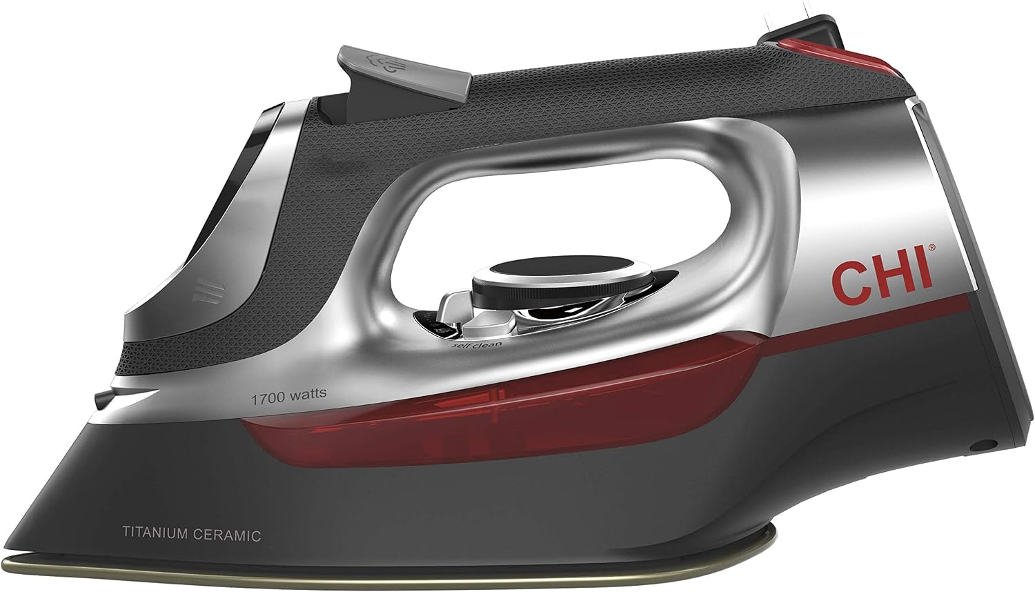 CHI Steam Iron for Clothes with Vertical Steam Burst, 8" Retractable Cord | Titanium Ceramic Soleplate, Electronic Temperature Control, 1700 Watts