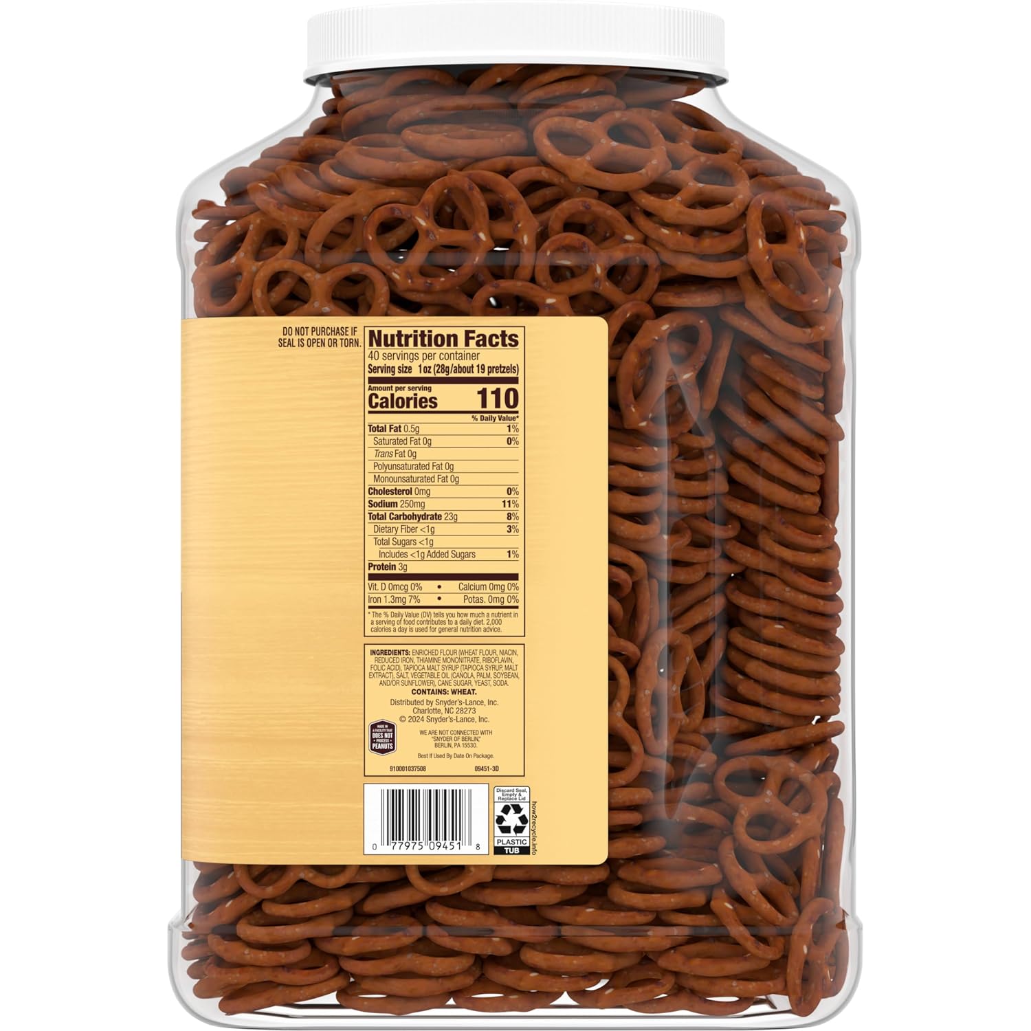 Snyder's of Hanover Mini Pretzels, 100 Calorie Individual Packs, 36 Ct