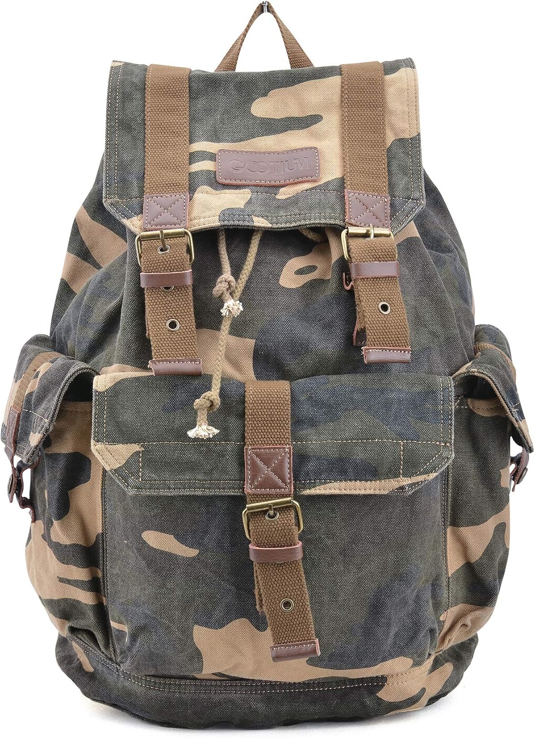GOOTIUM 21101AMG Specially High Density Thick Canvas Backpack Rucksack, Field Tan, Large