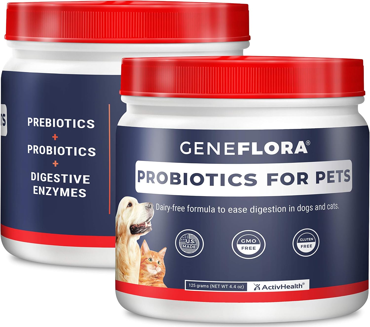 Geneflora Digestive Enzymes Prebiotics & Pet Probiotics 125 Grams, 2 Pack | Dog Probiotics for Digestive Support