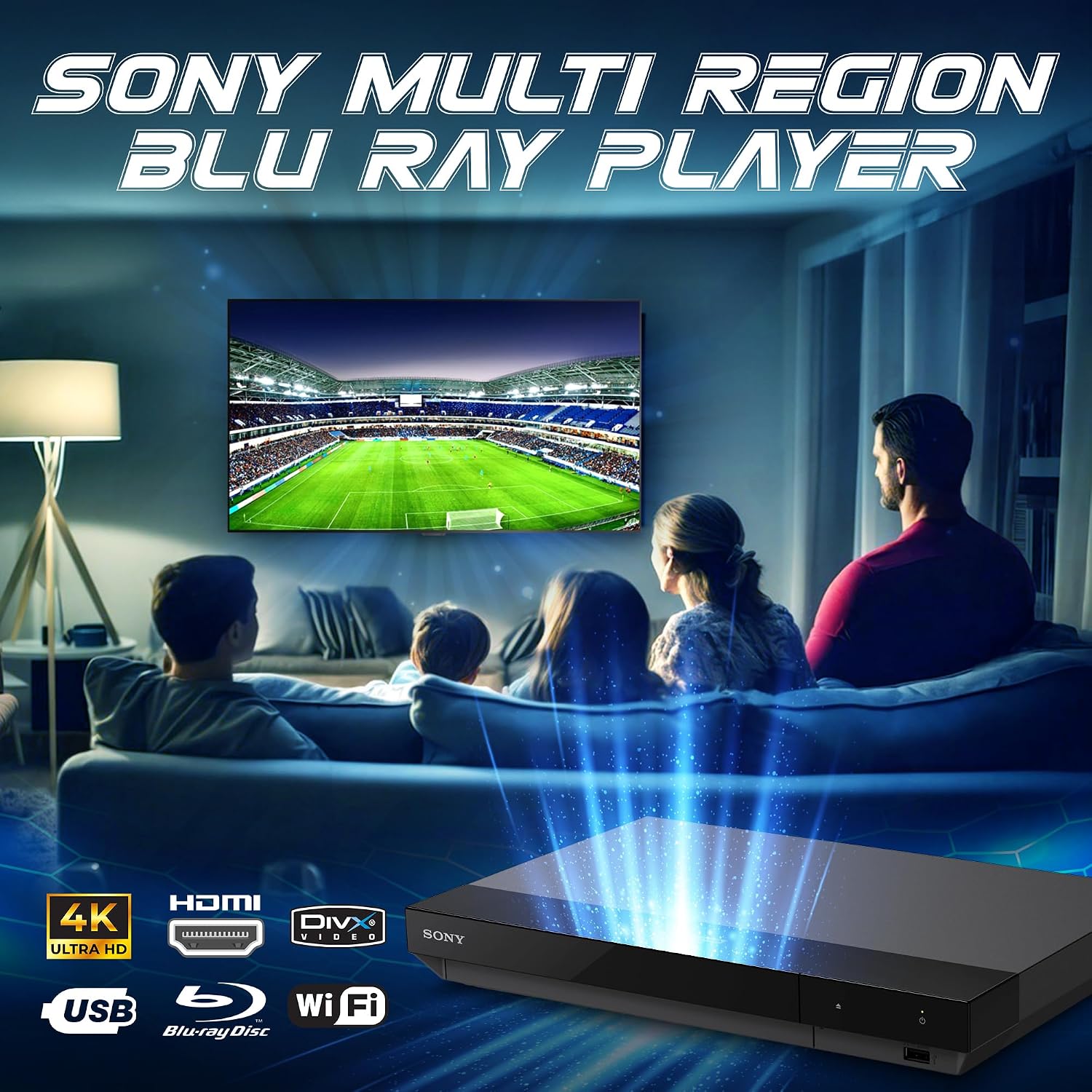 Region Free Blu-ray Player Compatible with Sony BDP-S1700 Multi Region Code Free | Blu-ray Regions A, B, C | DVD Regions 0-8 with Dynastar 6FT HDMI Bundle