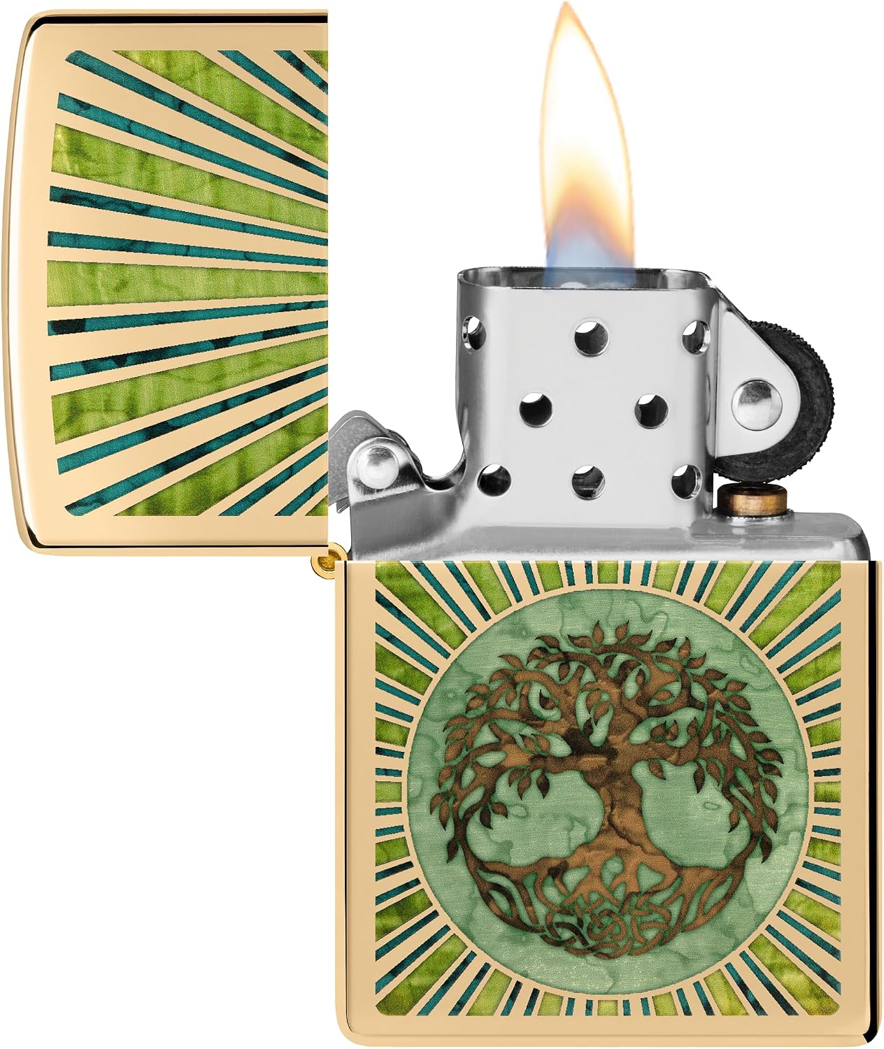 Zippo Tree of Life Pocket Lighter - Refillable Flip-Top Windproof Lighters - Spiritual and Symbolic Design Pocket Lighters - Luxury Metal Lighter Made in USA