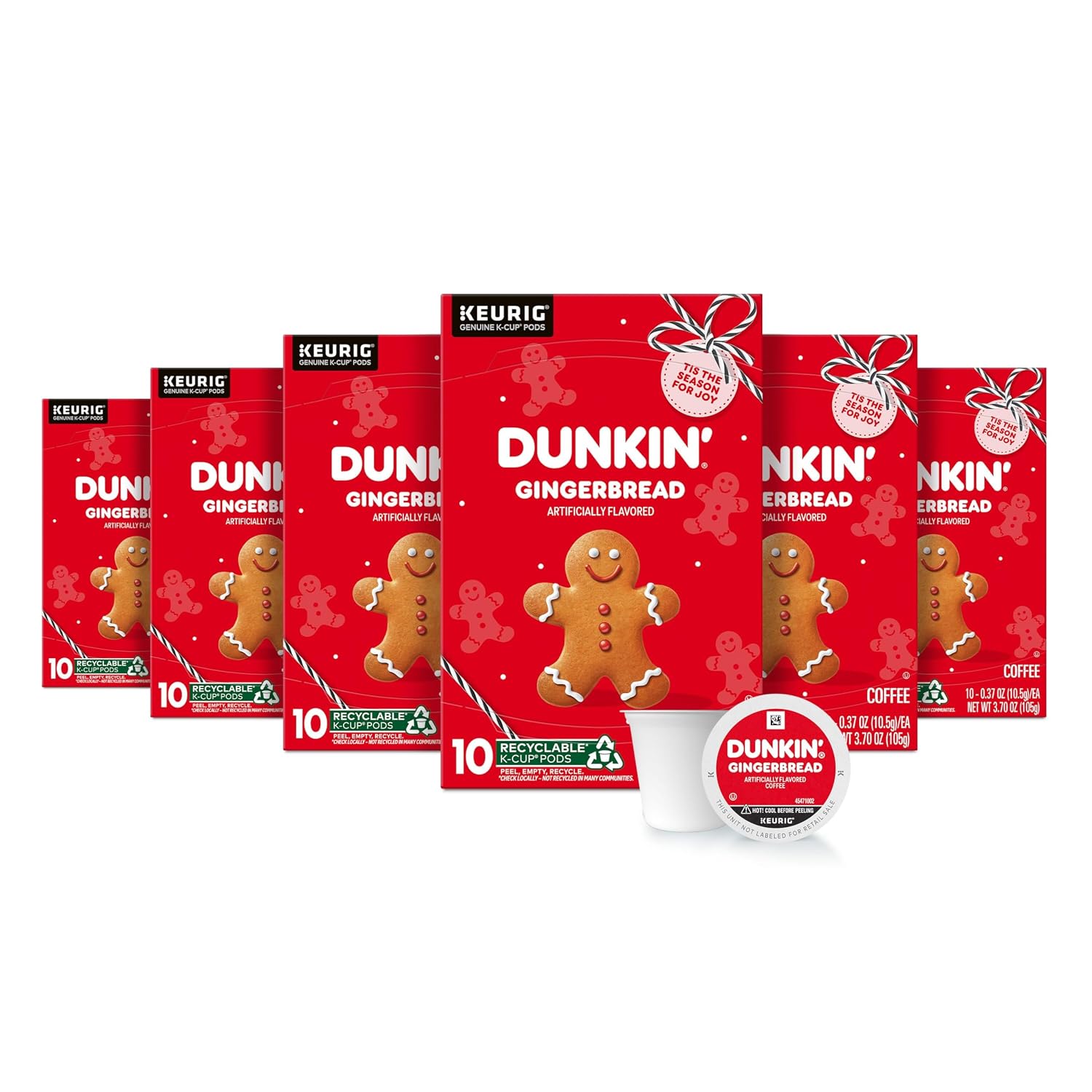 Dunkin’ Pumpkin Spice Artificially Flavored Coffee, 60 Keurig K-Cup Pods | 6 boxes of 10 single serve coffee pods each, Limited edition fall flavor, Made with arabica coffee, SNAP EBT eligible