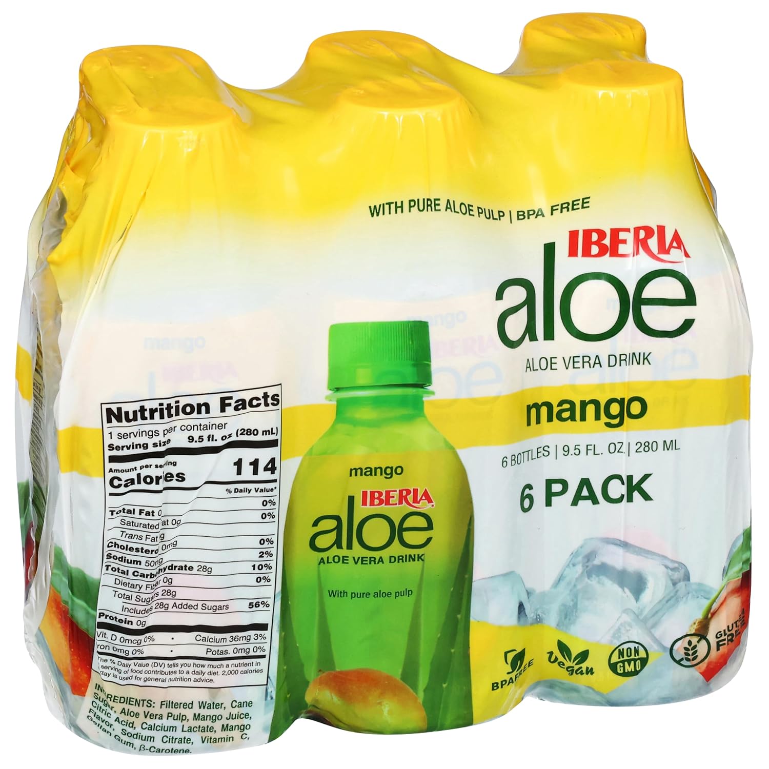 Iberia Aloe Vera Juice Drink With Aloe Pulp, Pineapple, 9.5 Fl Oz (Pack of 6)