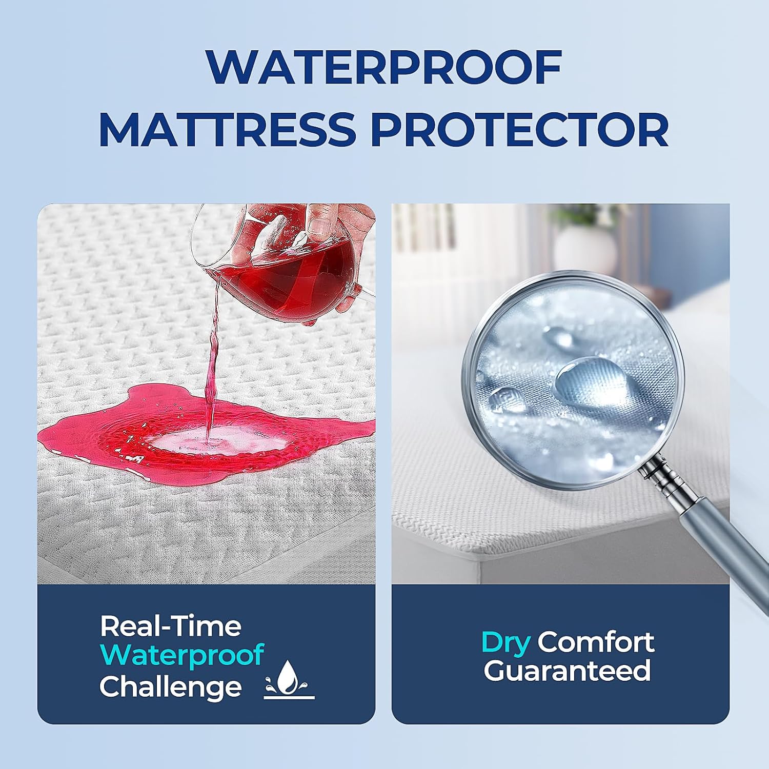 TASTELIFE Queen Waterproof Mattress Protector, Microfiber, 60x80 Inches | 8"-21" Deep Pocket Smooth Fitted Cover, Soft Breathable & Noiseless, Vinyl-Free Machine Washable