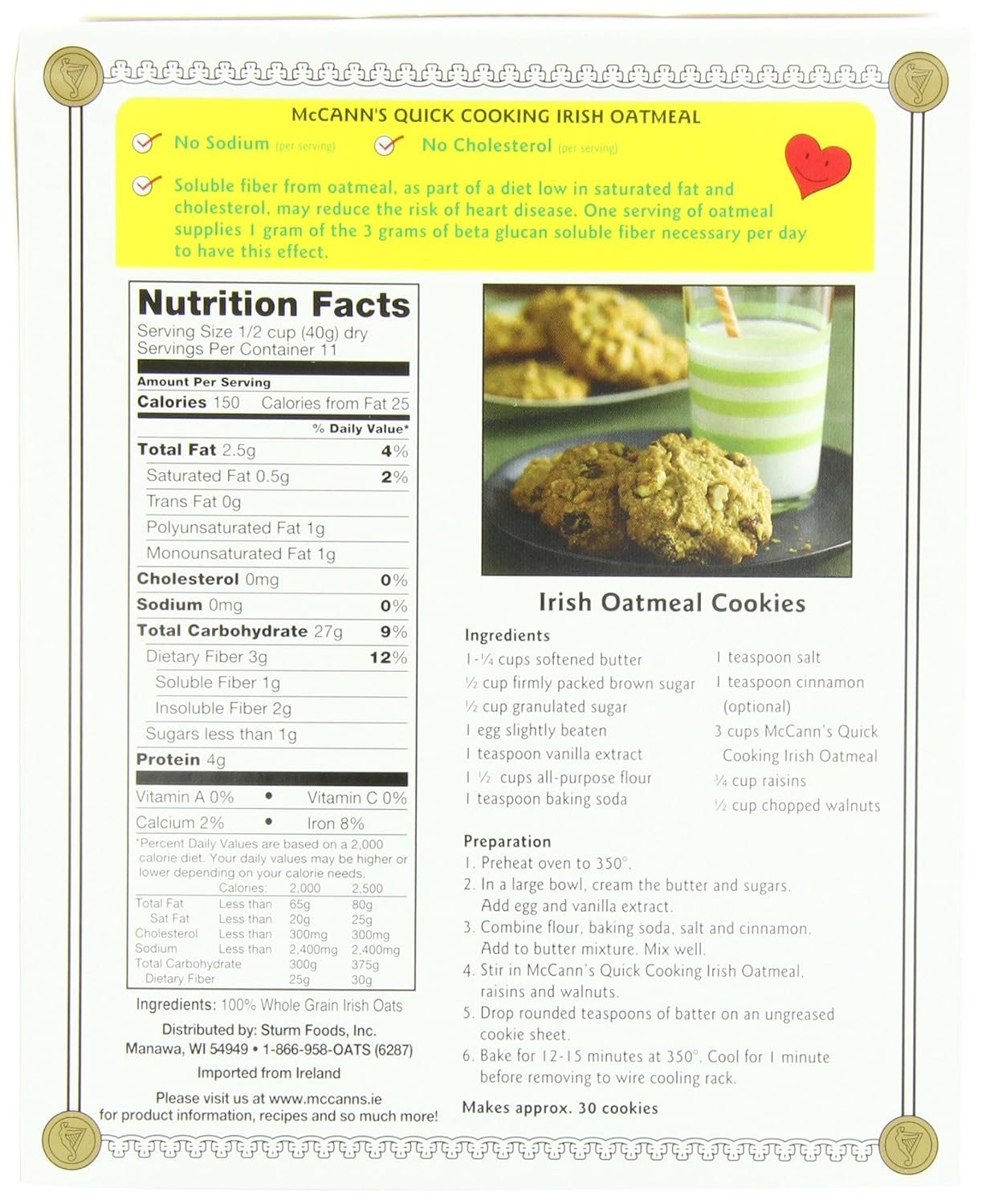 McCANN'S Irish Oatmeal, Quick Cooking Rolled Oats, 16-Ounce Boxes (Pack of 6)