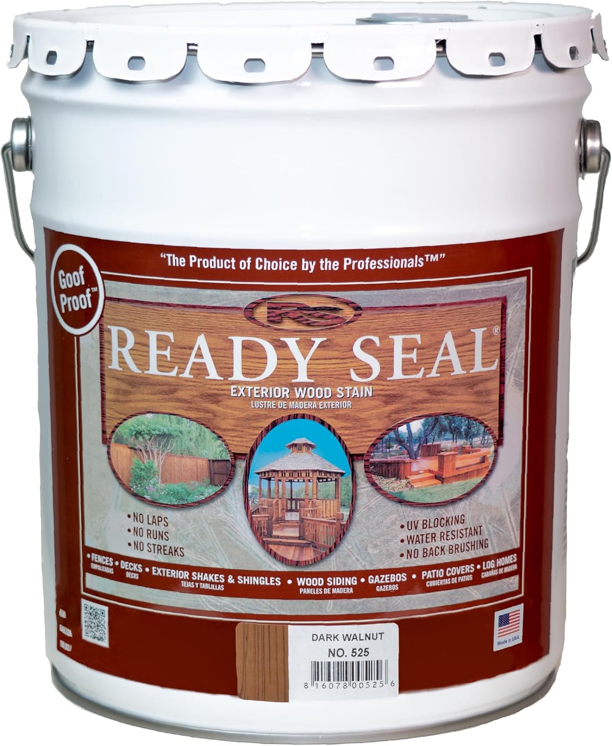 Ready Seal 7966104 5 gal Pail Exterior Wood Stain & Sealer, Light Oak
