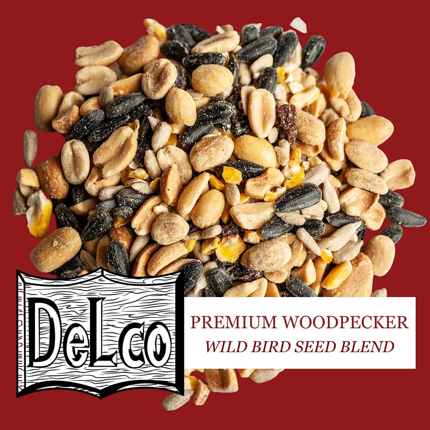 DeLco Woodpecker Wild Bird Seed, 20 lb Bag, High Energy Fruit & Nut with Sunflowers, Attracts Woodpeckers, Cardinals, Jays & Chickadees