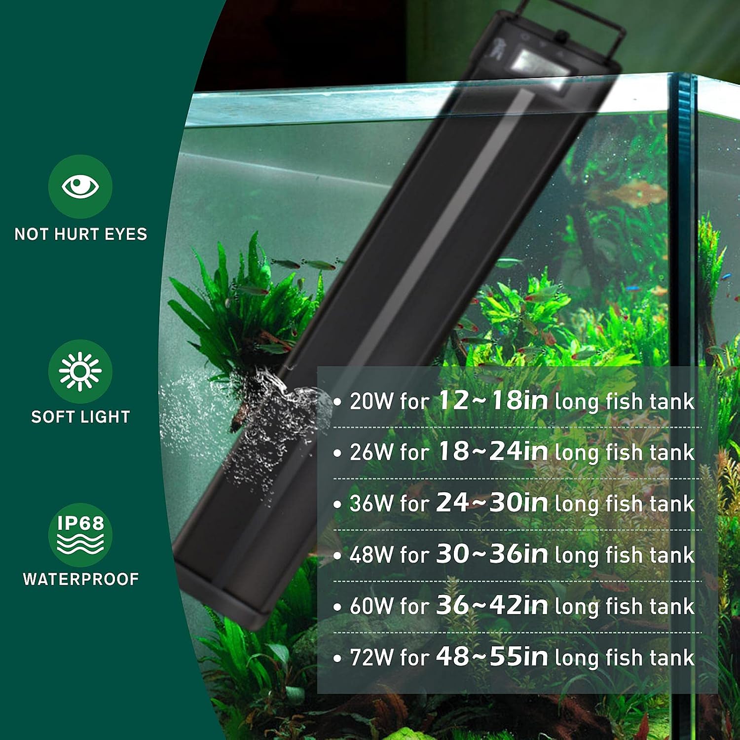 hygger Aquarium Programmable LED Light, for 30~36in Long Full Spectrum Plant Fish Tank Light with LCD Setting Display, 7 Colors