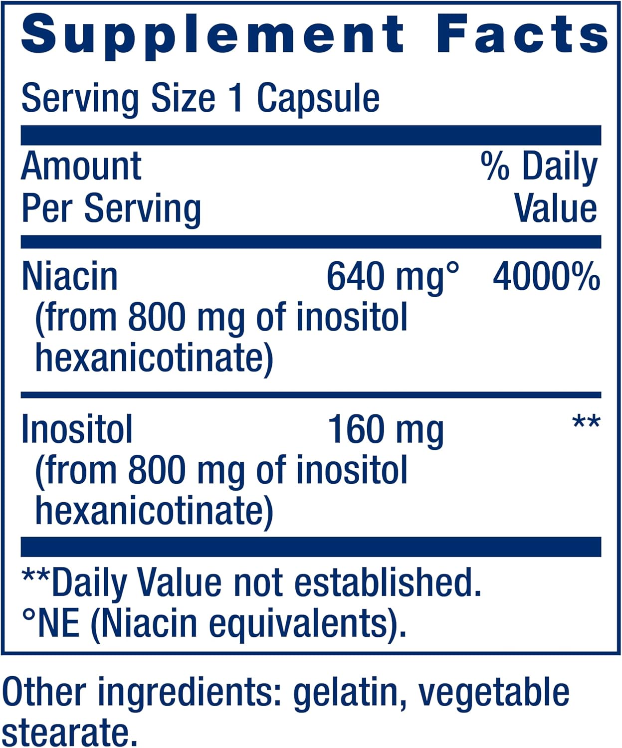 Life Extension No Flush Niacin, B3 for Heart Health, Cholesterol & Energy Support, Non-GMO, Gluten-Free, 100 Capsules
