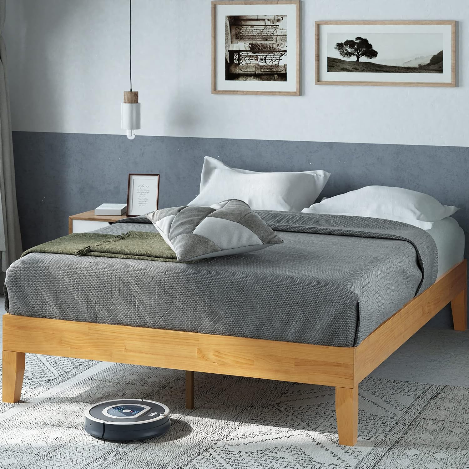 ZINUS Vivek Deluxe Wood Platform Bed Frame with Headboard, Wood Slat Support, No Box Spring Needed, Easy Assembly, Queen | Slatted Headboard, Wood Slat Support, No Box Spring Needed, Contemporary Design, Easy Assembly