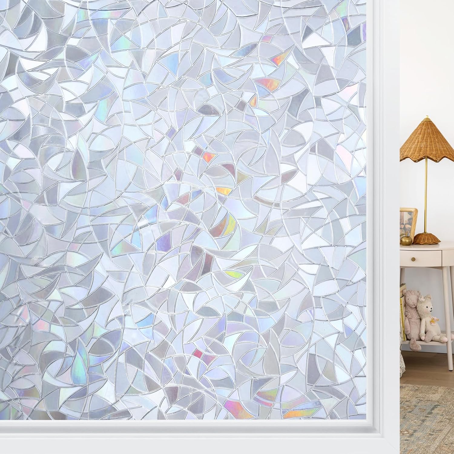 Haton Window Privacy Film, Stained Glass Rainbow Film, 17.5" x 78.7"