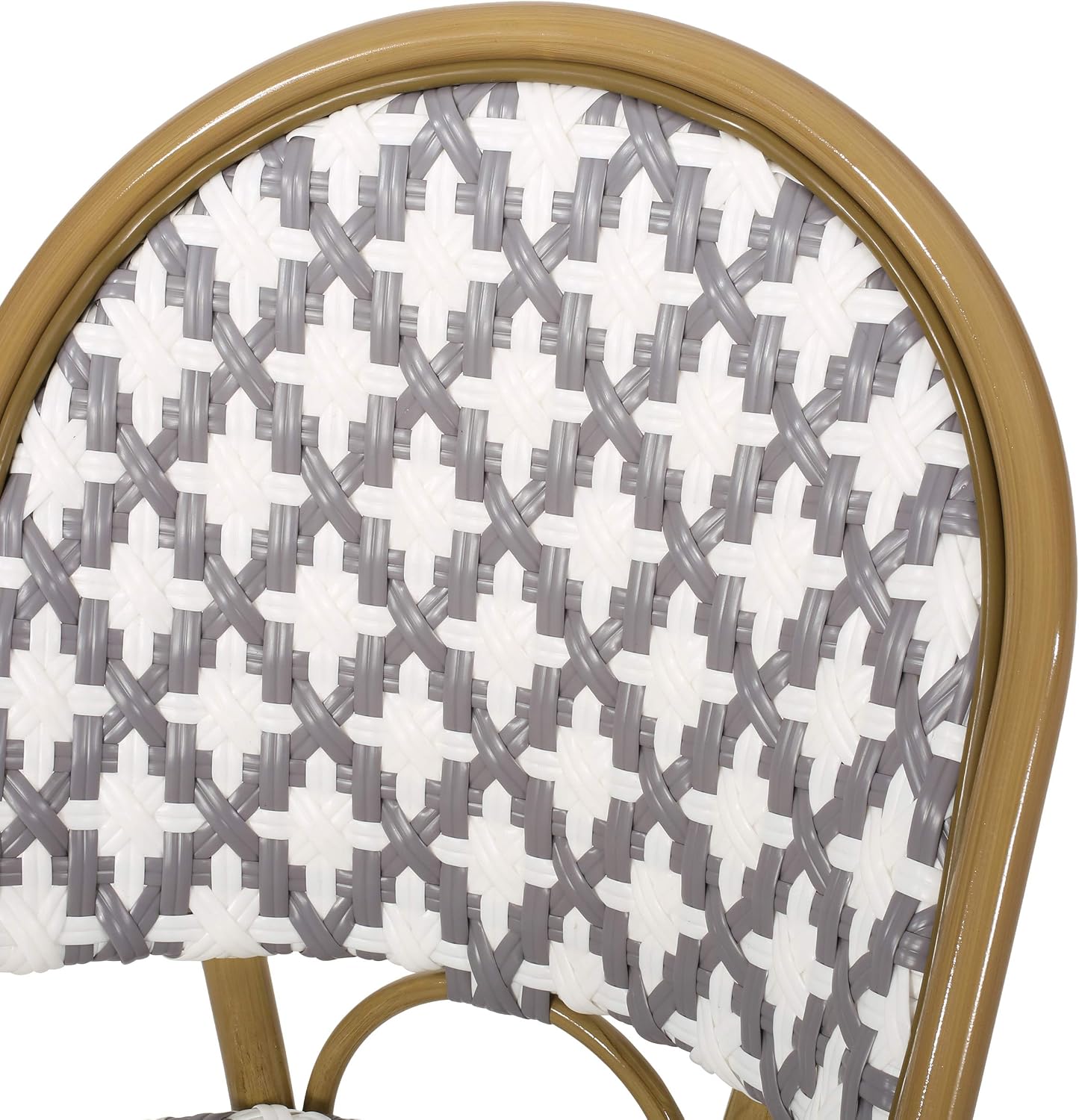 Christopher Knight Home Anastasia Outdoor French Bistro Chair (Set of 2), Black + White + Bamboo Print Finish