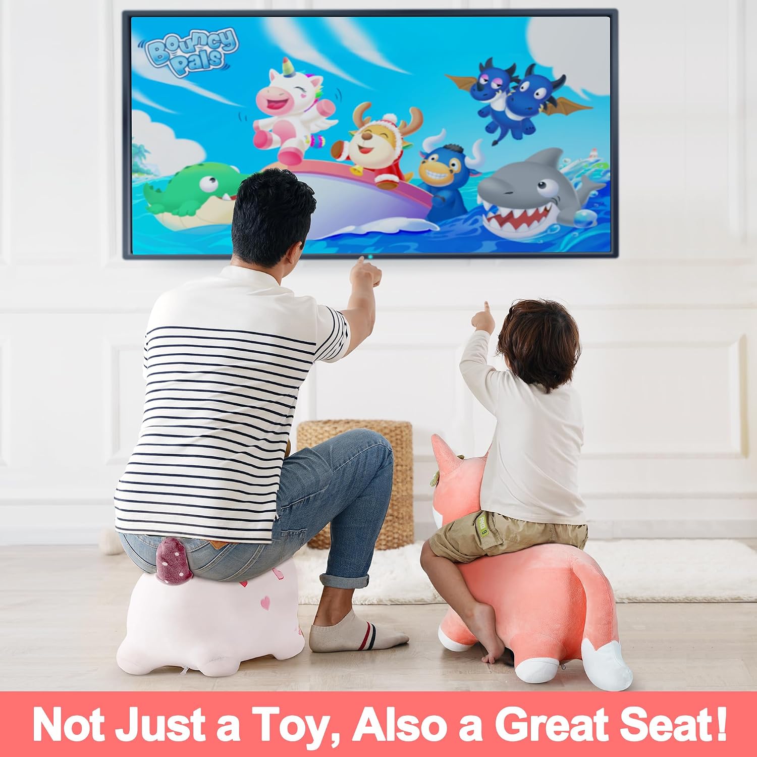 Bouncy Pals Toddler Horse Hopper Toy, Kids Outdoor Ride Bounce Farm Animal | Inflatable Bouncing Hopping Toy, Indoor Baby Plush Bouncer Horse, Birthday Gift for 18 Month 2 3 4 Year Old Child Boys Girls