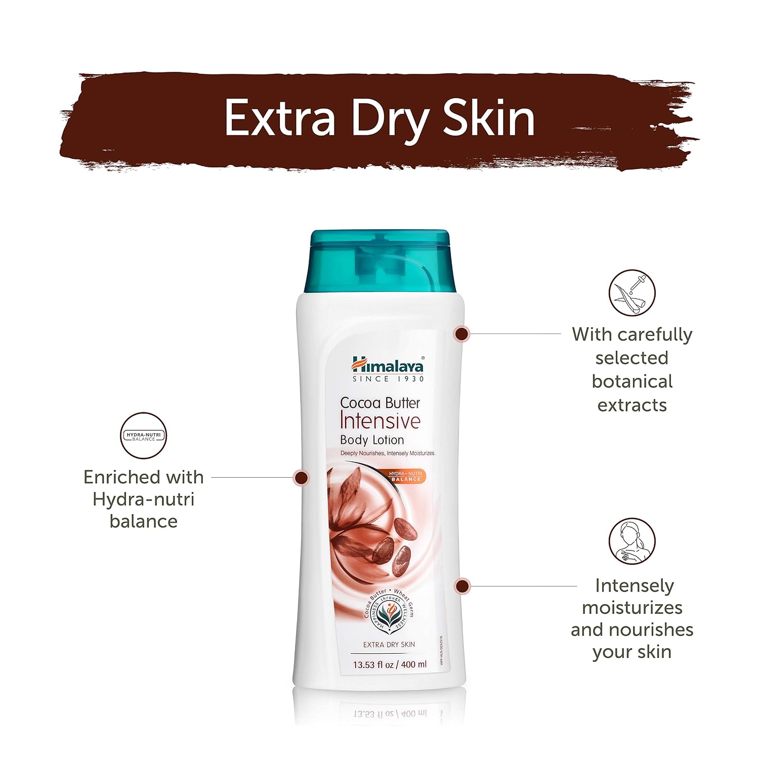 Himalaya Cocoa Butter Intensive Body Lotion, 13.53 oz (400 ml) | Deep Moisturising Cocoa Butter Lotion Formula For Extra Dry Skin & Long-Lasting Hydration