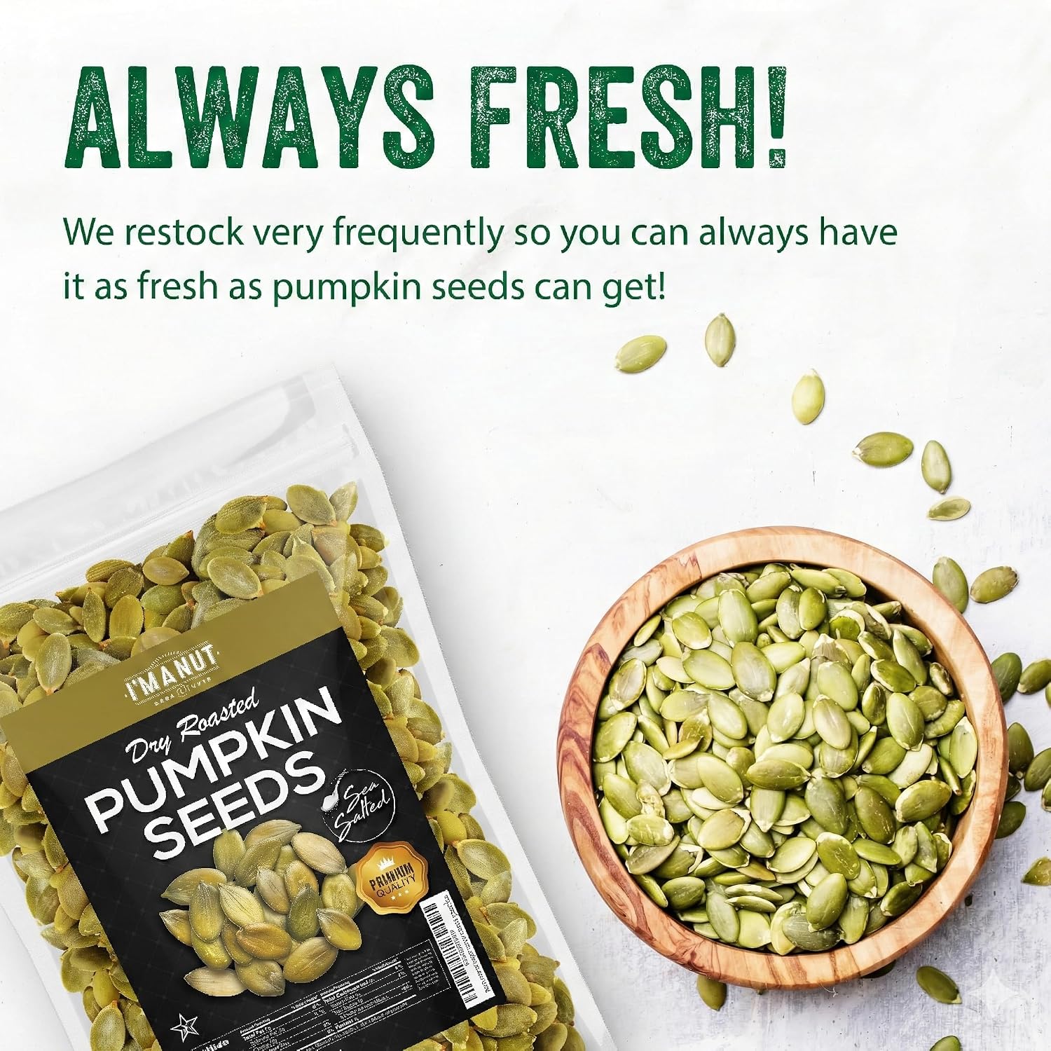 Raw Pumpkin Seeds 3 lb, Pepitas, No Shell, Unsalted, Kosher, Non-GMO