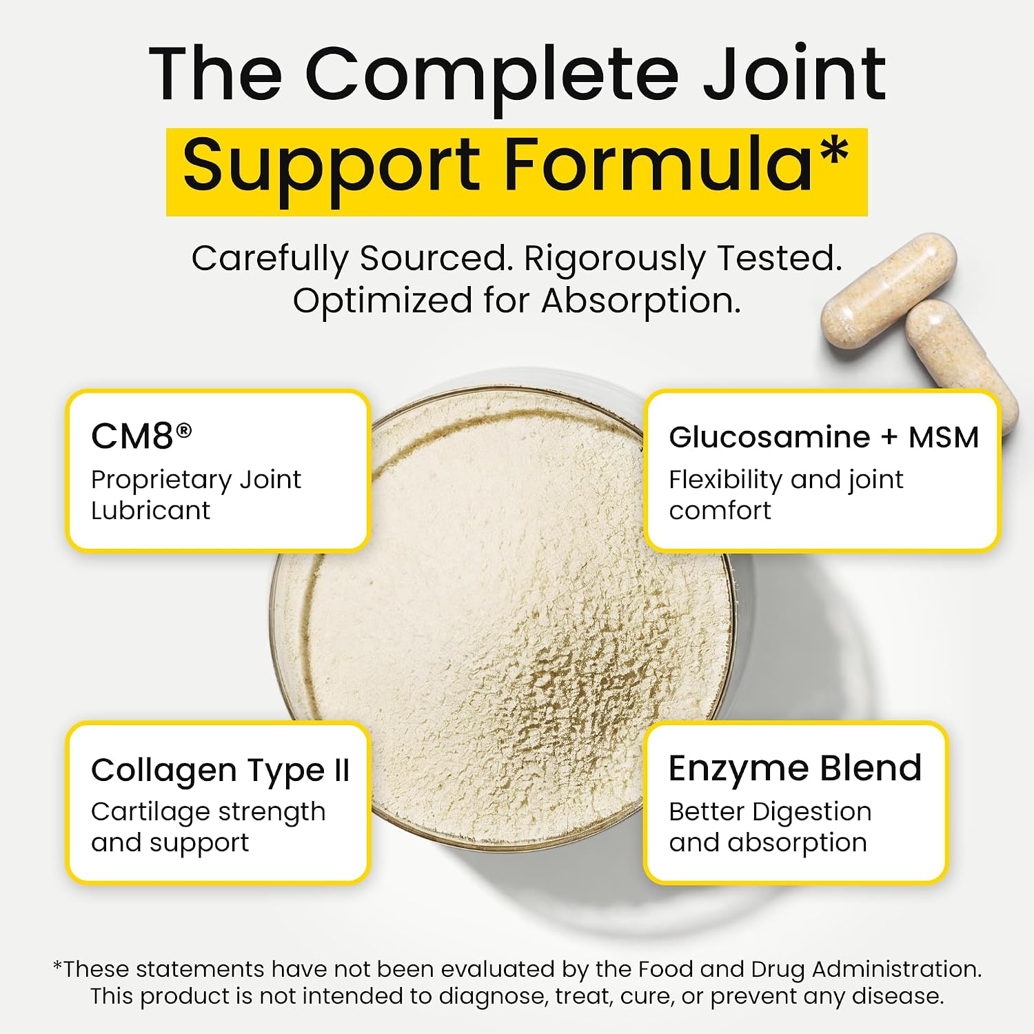 Extra Strength Joint Formula with CM8 (Cetyl Myristoleate) - Joint Supplements for Men and Women with Glucosamine, MSM, Collagen Type II - 120 Capsules