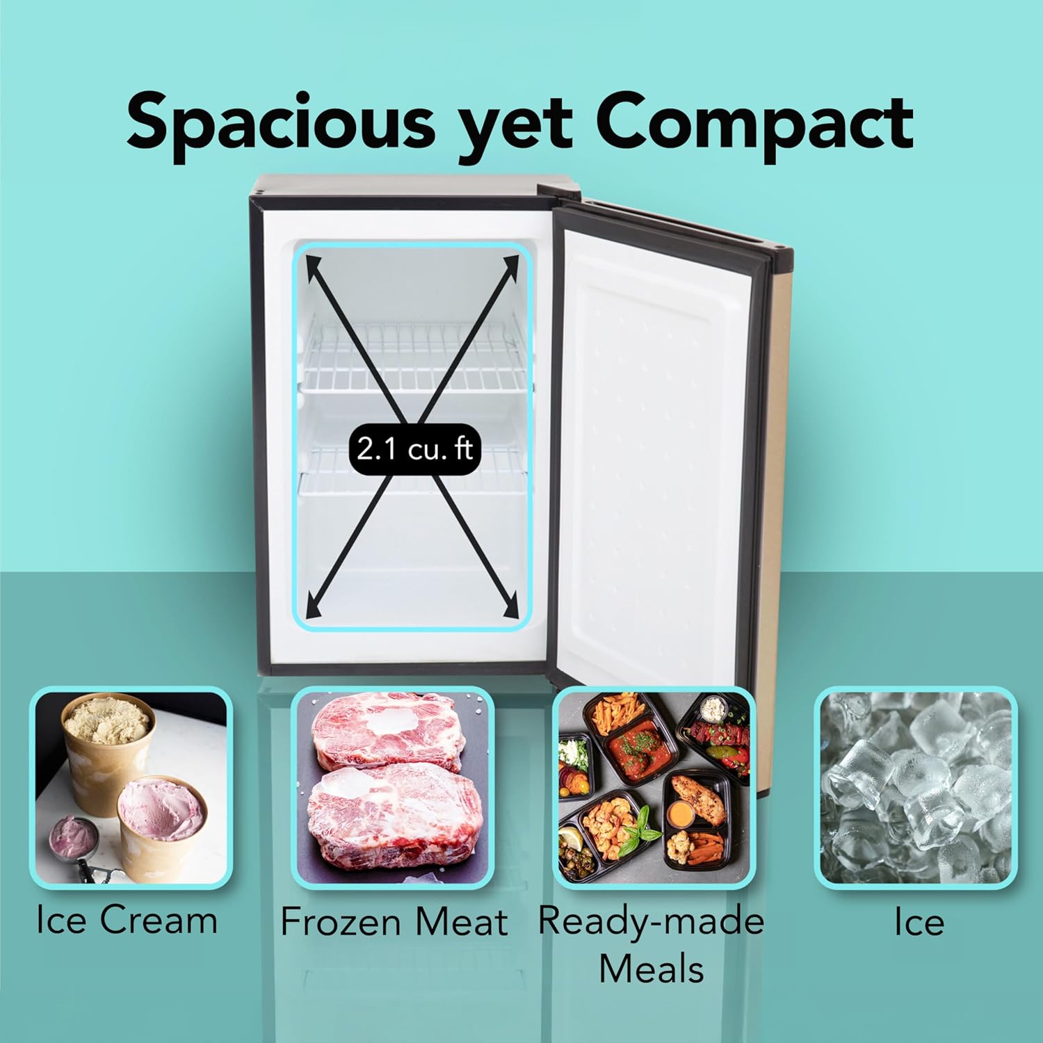 Whynter Upright Freezer 2.1 Cu Ft Lock, Mini Freezer, Stainless CUF-210SS | Adjustable Thermostat and Security Lock, Energy Star Rated, Reversible Door, Adds Compact Frozen Storage at Home