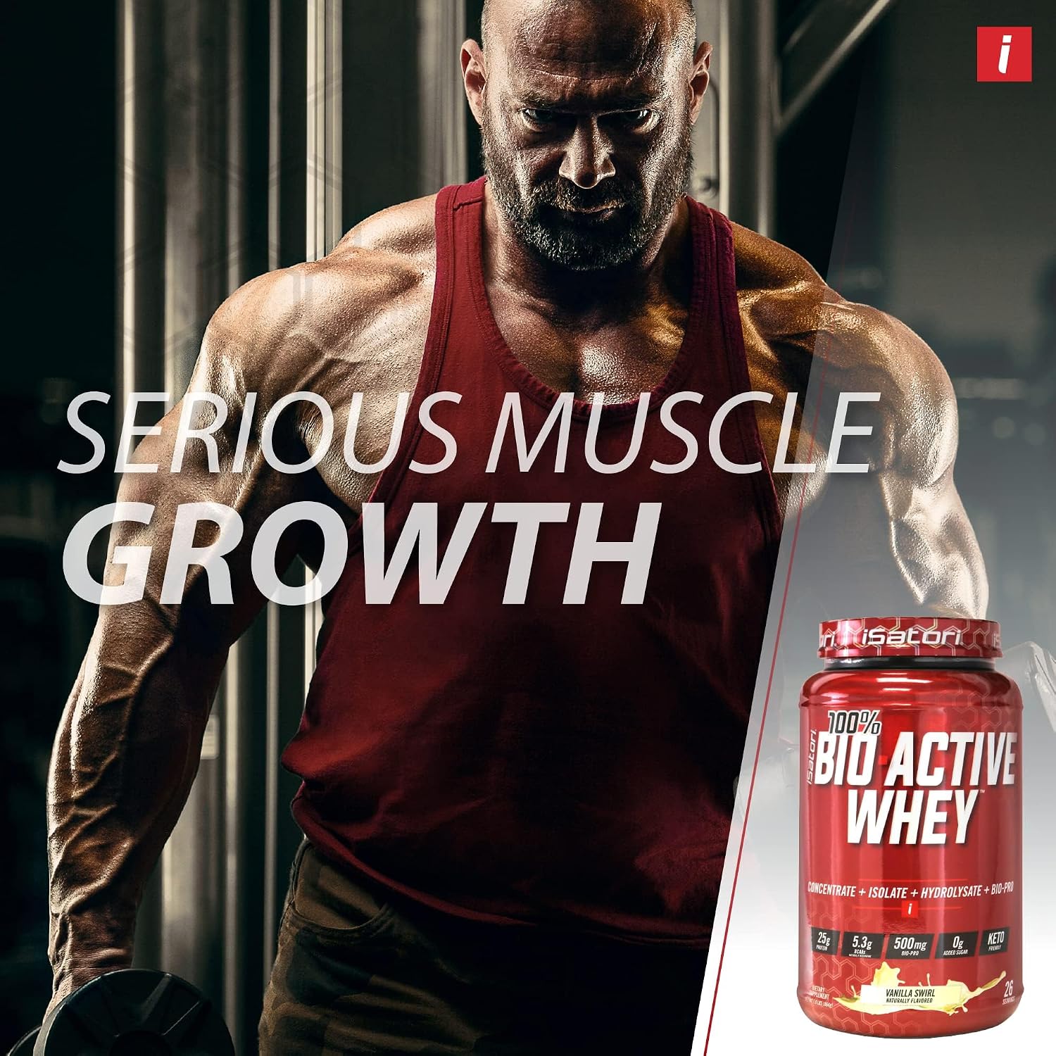 iSatori 100% Bio-Active Whey Protein Chocolate Flavor - 26 Servings | Whey Isolate, Hydrolysate, Concentrate, BCAAs, Colostrum Peptides, 25g Protein Per Serving, Muscle Growth and Recovery