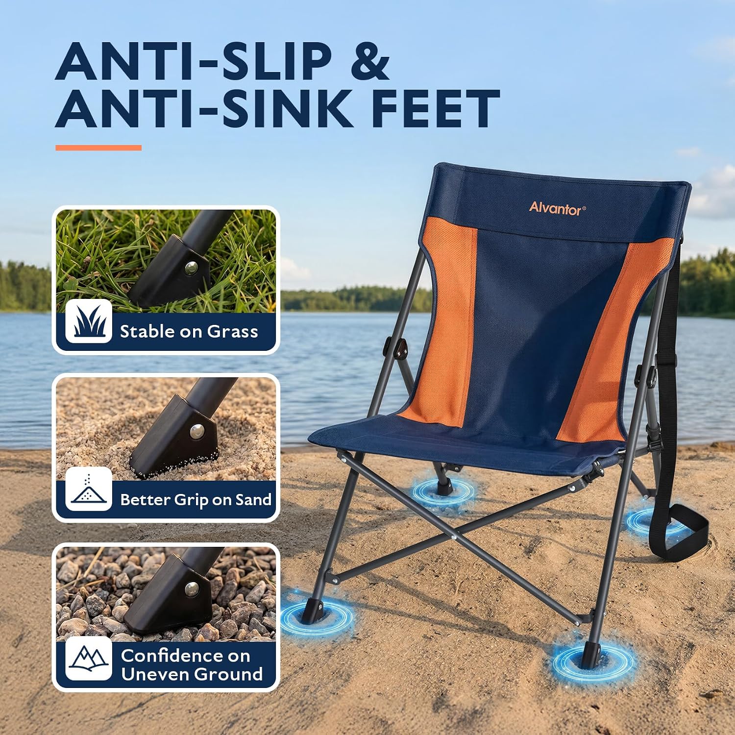 Alvantor® Camping Chair, Full Mesh Folding Beach Chair Breathable High Back Portable Lawn Chair for Outdoor, Armrest, Cup Holder, Easy Use Seat for Travel, Fishing, Pinic, Sports Event, 24"x31"x38"