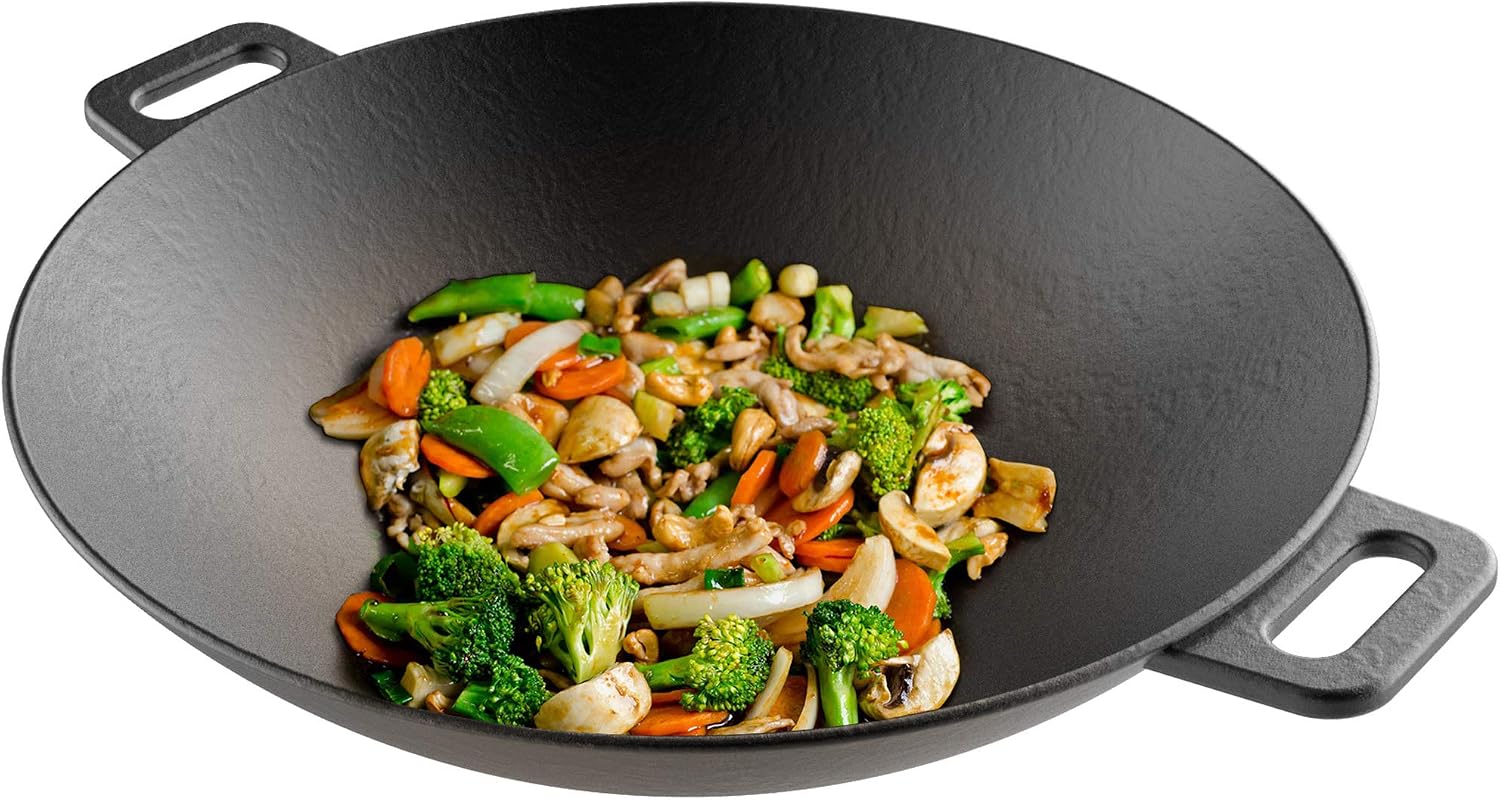 Classic Cuisine Cast Iron Wok, 14-Inch