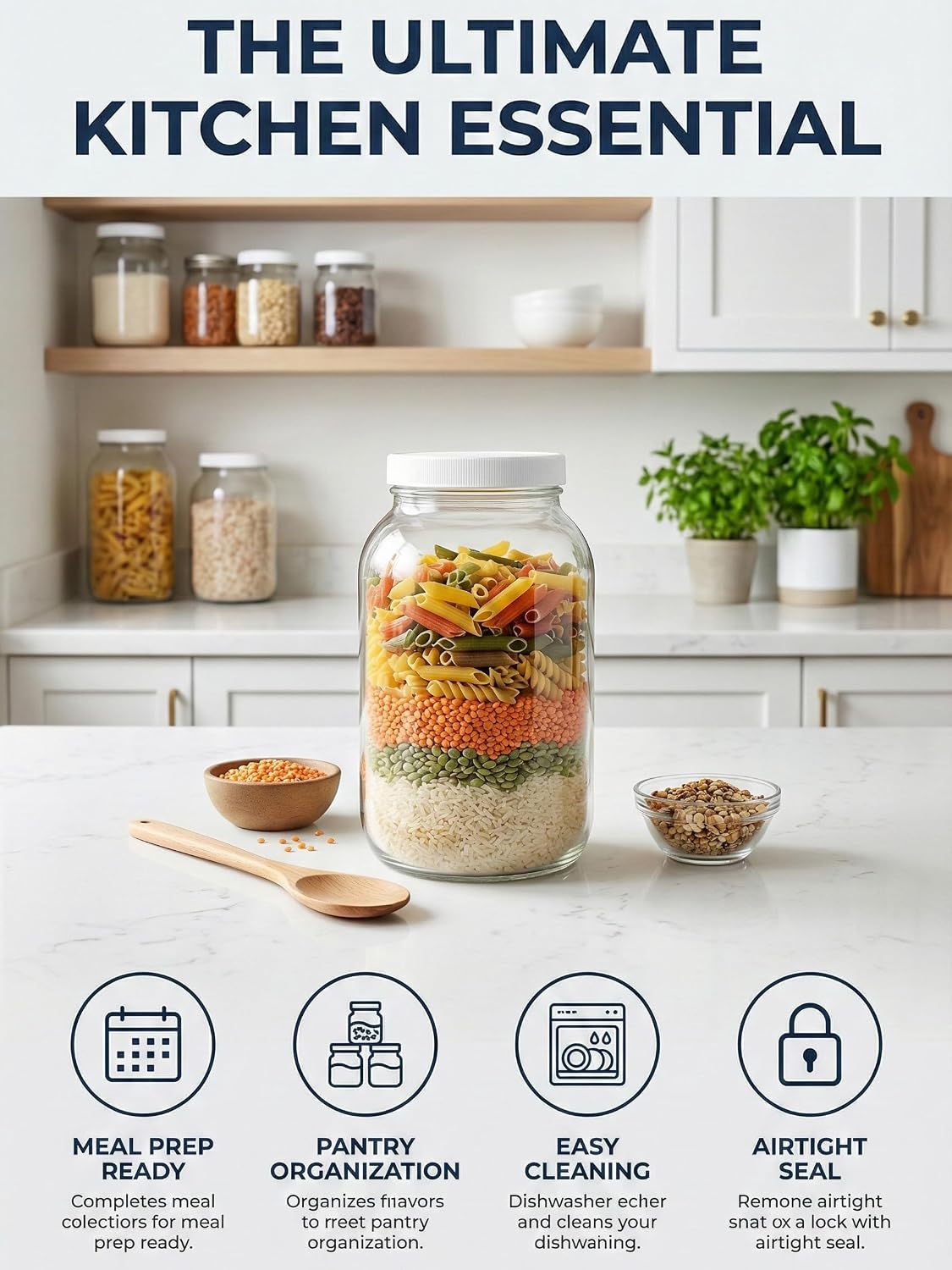 Sally's Organics Large 1 Gallon Glass Jars with Lids - Made in the USA - Wide Mouth BPA-Free Lid, Chalk Labels – Sun Tea, Fermenting, Kombucha