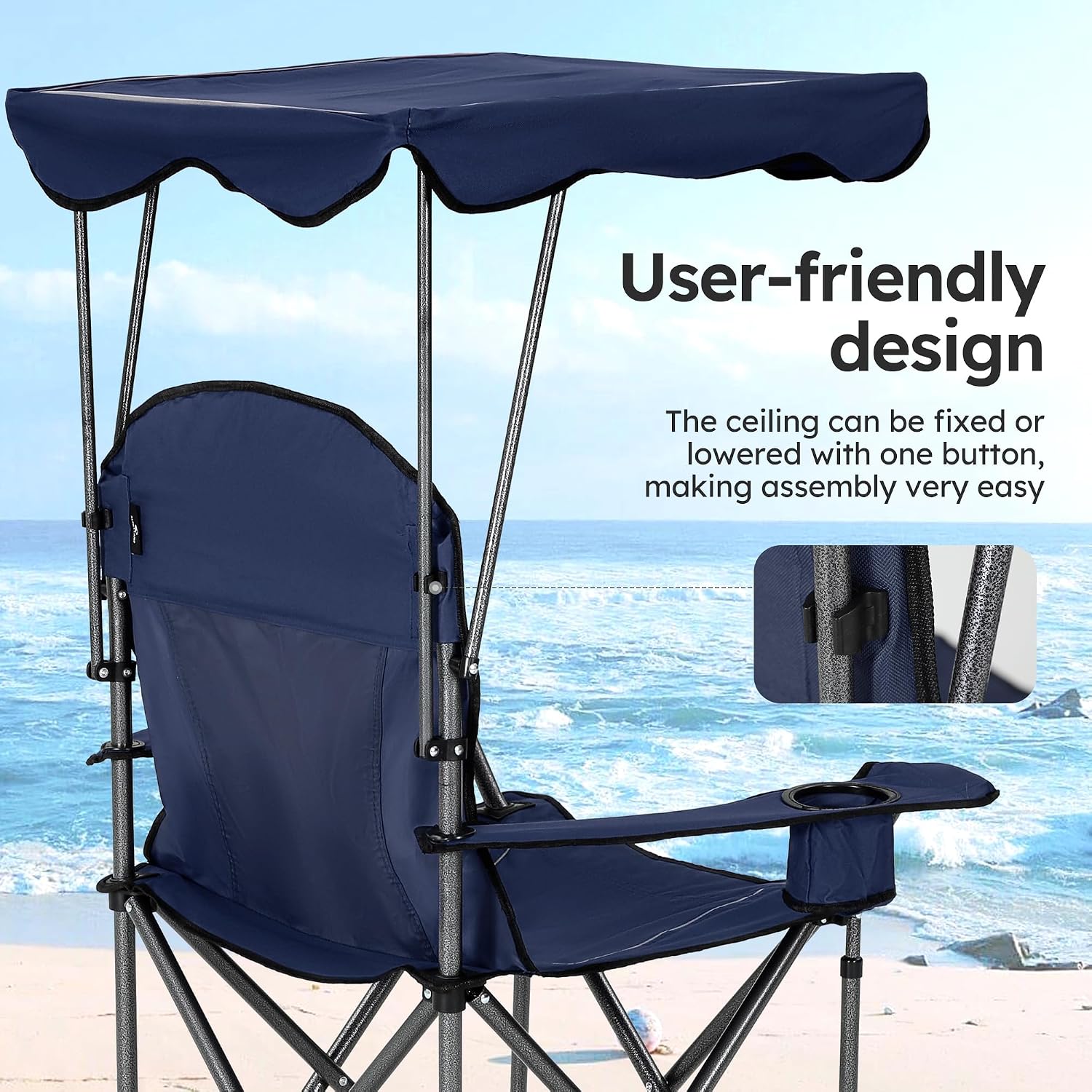 ALPHA CAMP Heavy Duty Canopy Camping Chairs with Adjustable Sunshade | Heavy duty 400 LBS, Steel Frame, Sturdy, Ergonomic,600D Oxford fabric ,Phone holder Cup holder,Carry Bag,Easy to set up