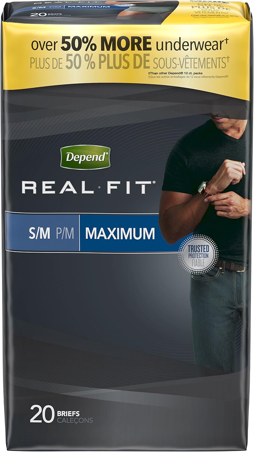 Depend Real Fit Adult Diapers, Incontinence Underwear for Men, Disposable, Maximum Absorbency, Small/Medium, Grey, 56 Count (2 Packs of 28), Packaging May Vary