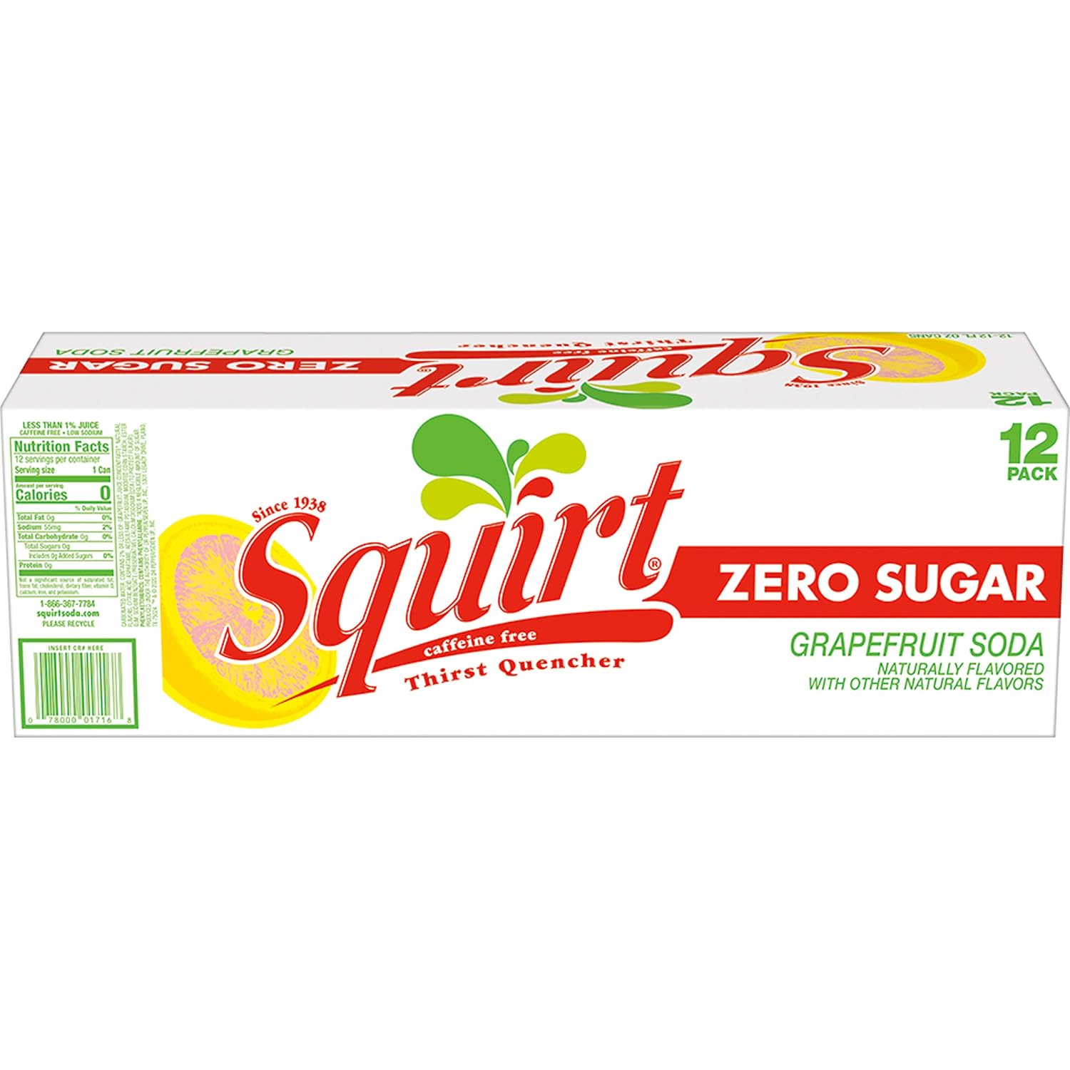 Squirt Soda, Grapefruit, 12 Fl Oz Cans, 12 Pack