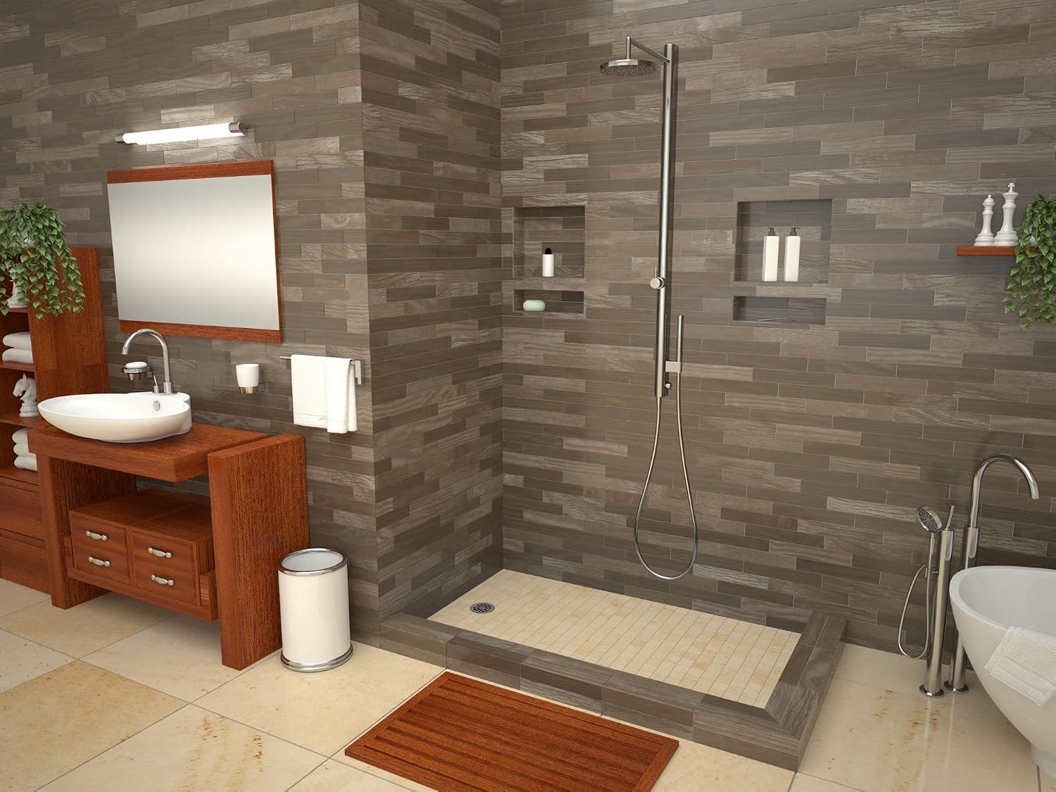Tile Redi B3754L-DRRDPVZ Shower Pan Kit with Flashing, Left Drain- Double Curb Shower Base, 2" PVC Drain and Plate Included, 54" Width x 37" Depth