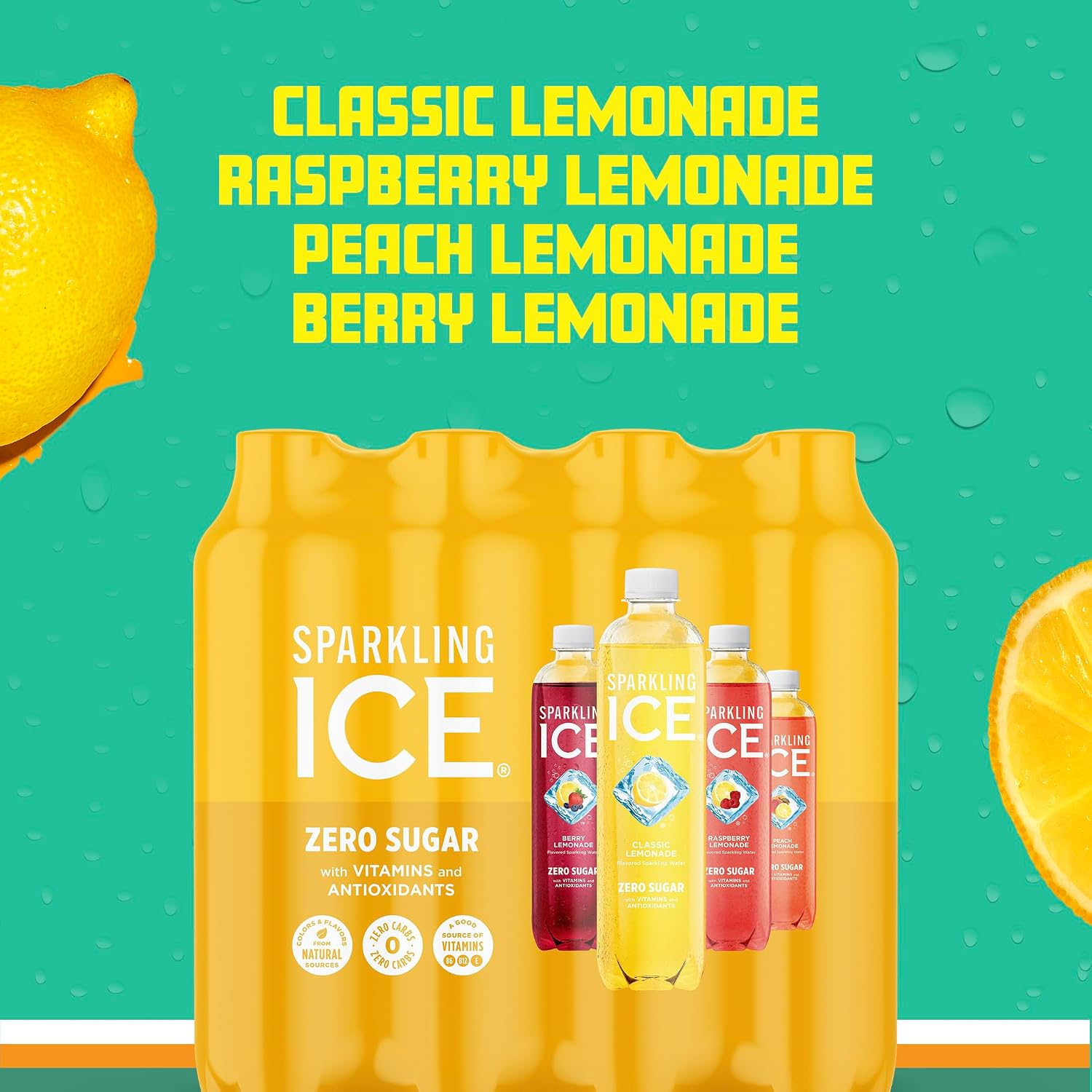 Sparkling Ice Purple Variety Pack, Flavored Water, Zero Sugar, with Vitamins and Antioxidants, 17 fl oz, 12 count (Black Raspberry, Cherry Limeade, Orange Mango, Kiwi Strawberry)