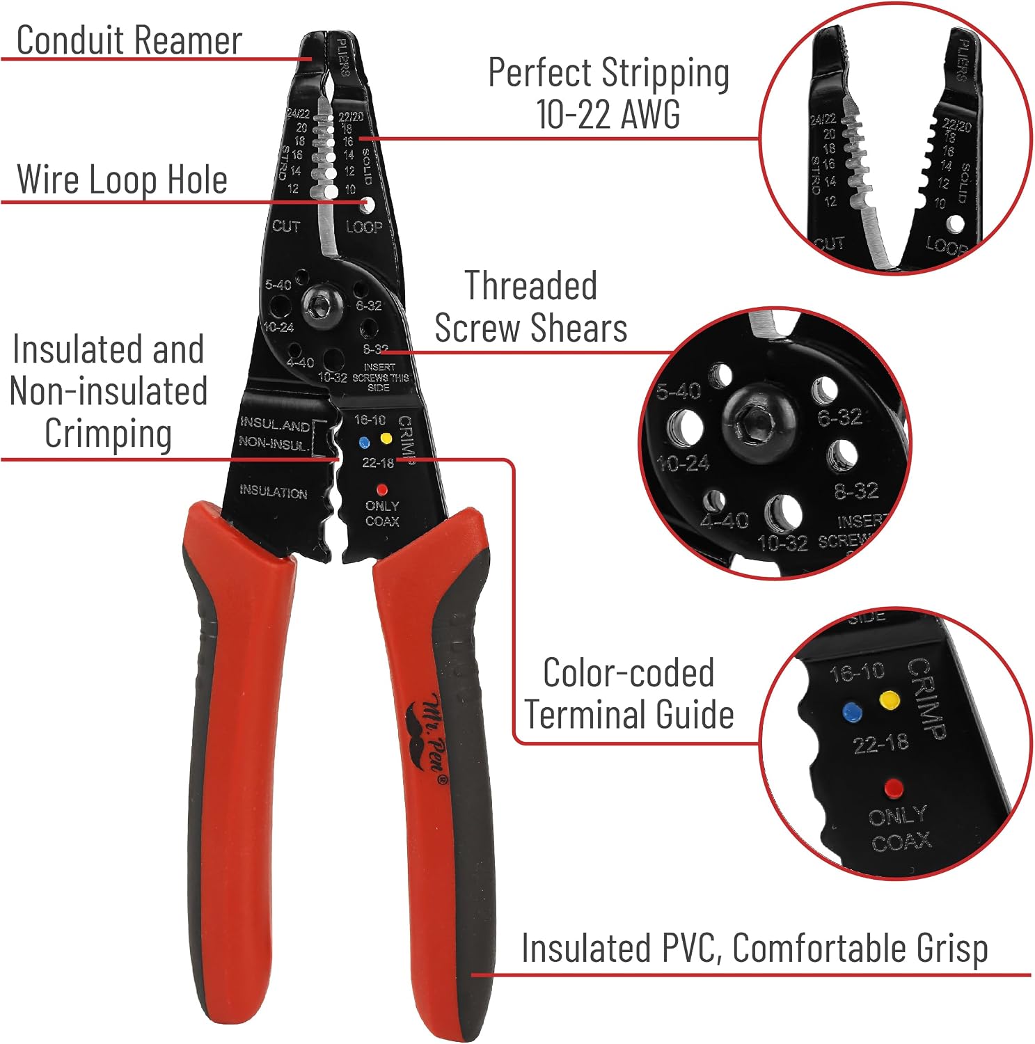 Mr. Pen- Wire Stripper, 8 inch, Wire Cutter, Wire Stripper Crimper