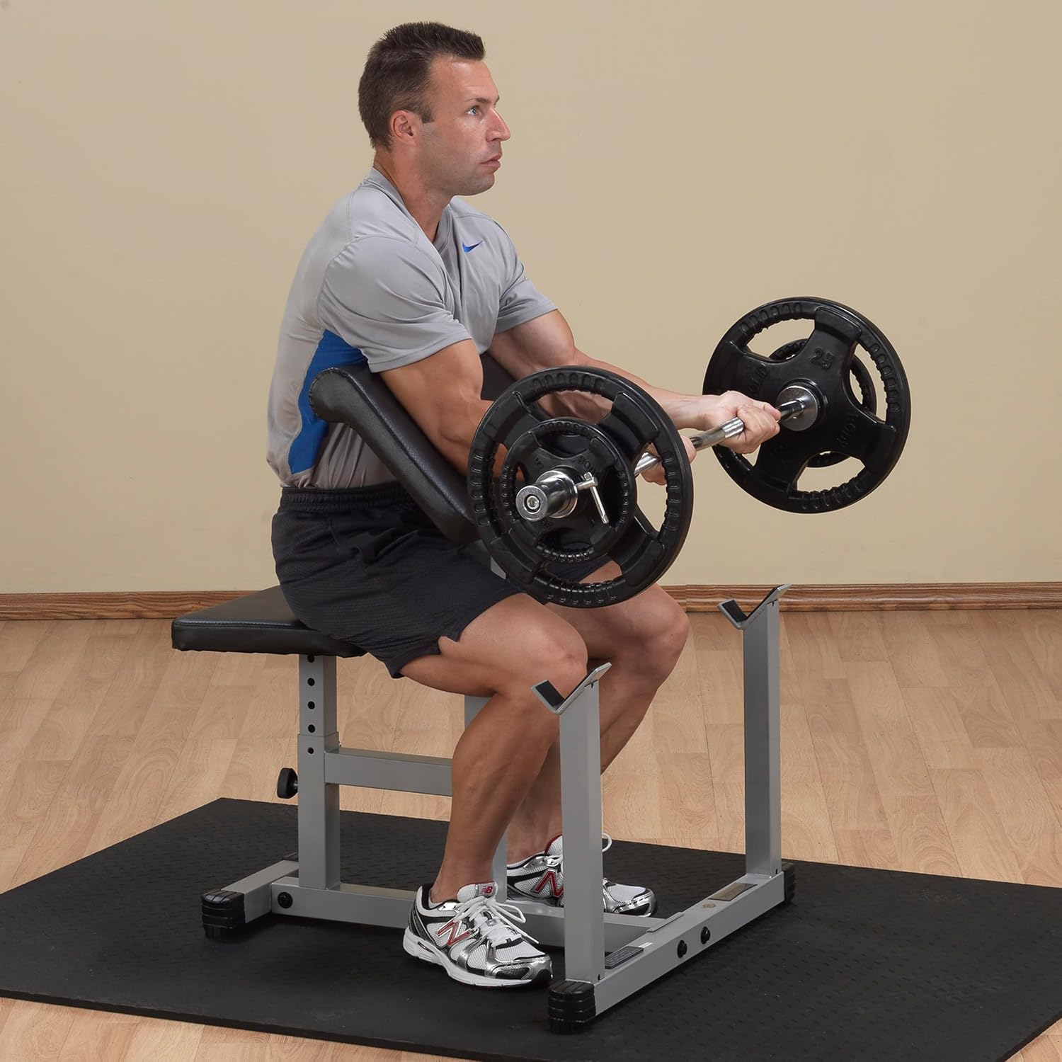 Body-Solid Preacher Curl Bench with Adjustable Seat and Extra Wide Base