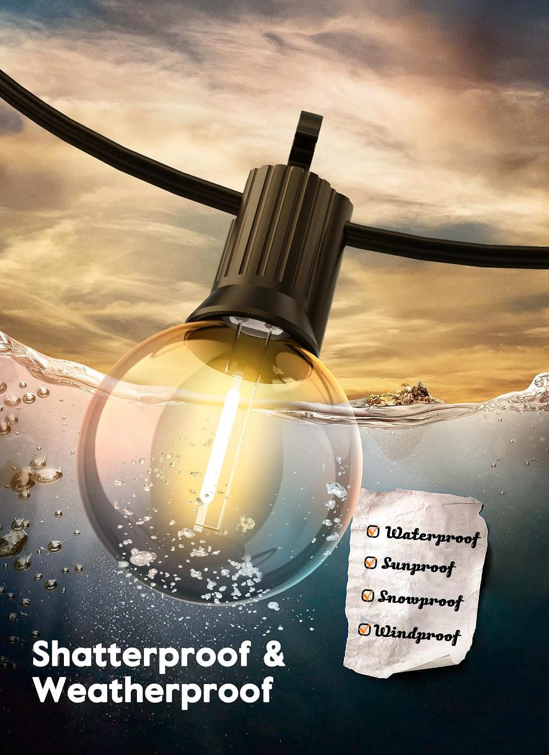 Brightown 25 Pack G40 LED Replacement Bulbs, E12 Base, 2200K, Warm White | Shatterproof Plastic LED Light Bulb, Waterproof, Dimmable, 1.5" Edison Light Bulbs for Indoor Outdoor Patio Backyard Decor
