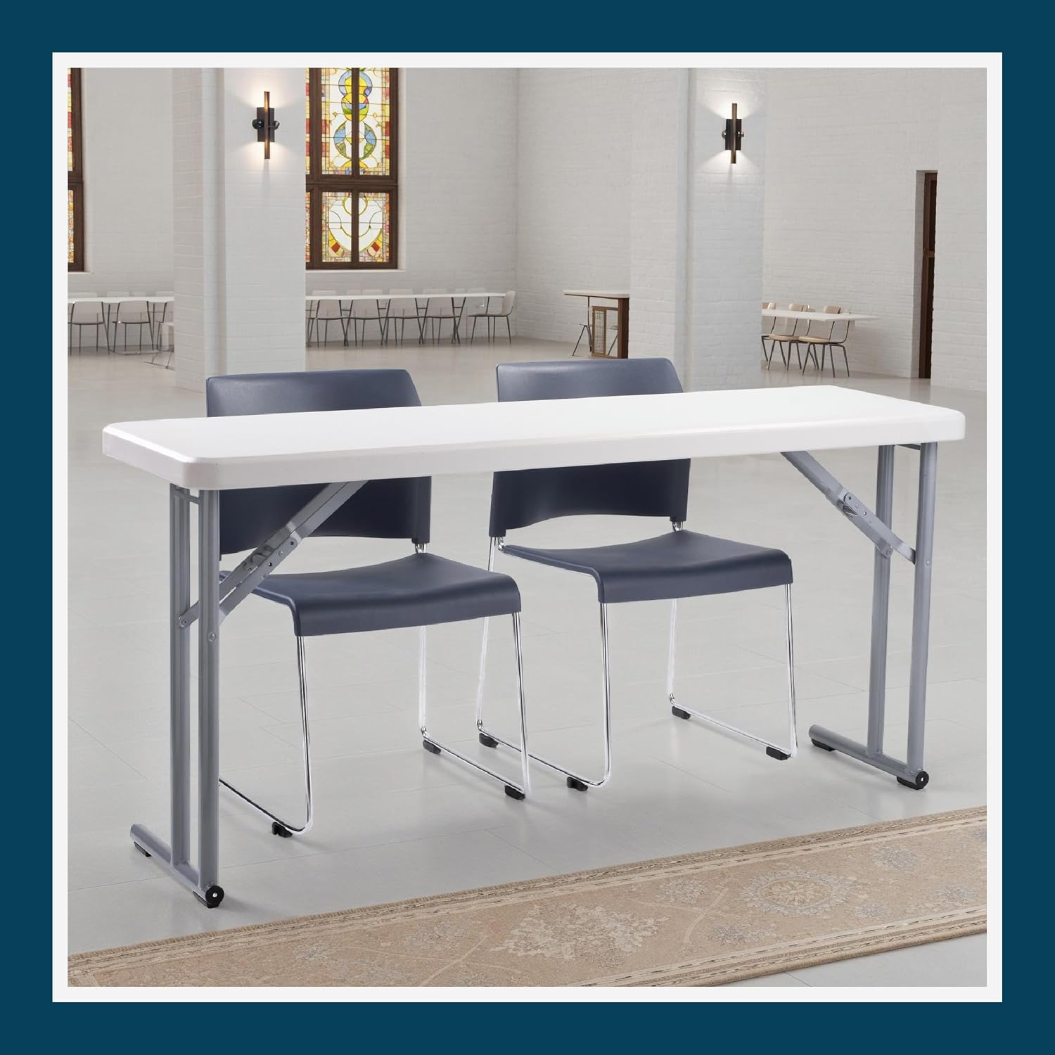 OEF Furnishings OEFBT-SEM1860 Commercial-Grade Premium Industrial Seminar Folding Table with Thick Blow-Molded Top and 16-Gauge Cantilever Steel