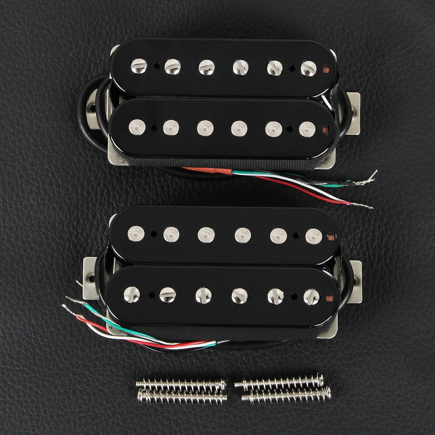 FLEOR Alnico 5 Guitar Pickup Double Coil Humbucker Pickups Neck and Bridge Set Black