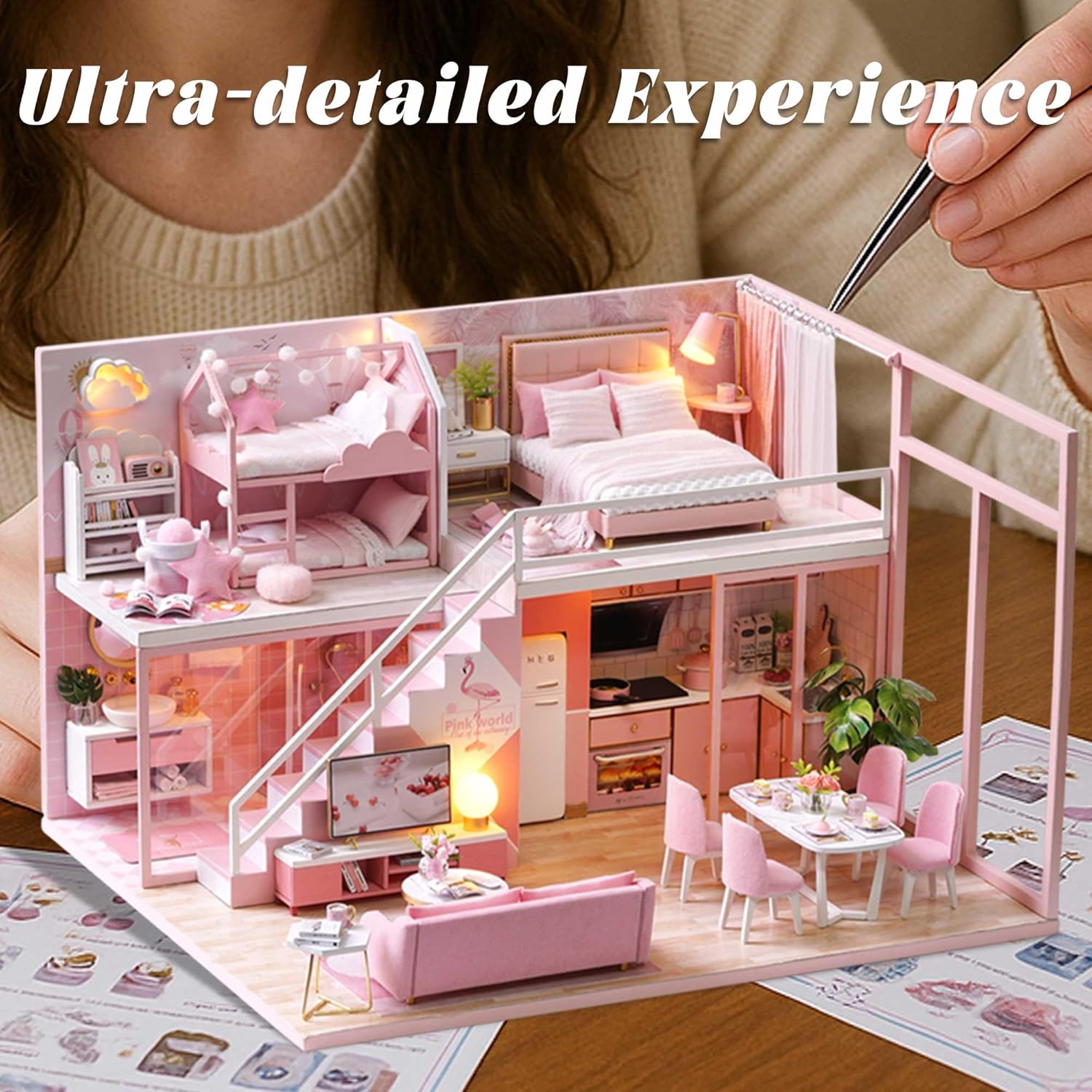 Flever Dollhouse Miniature DIY House Kit Creative Room with Loft Apartment Scene for Romantic Artwork Gift (Tranquil Life)